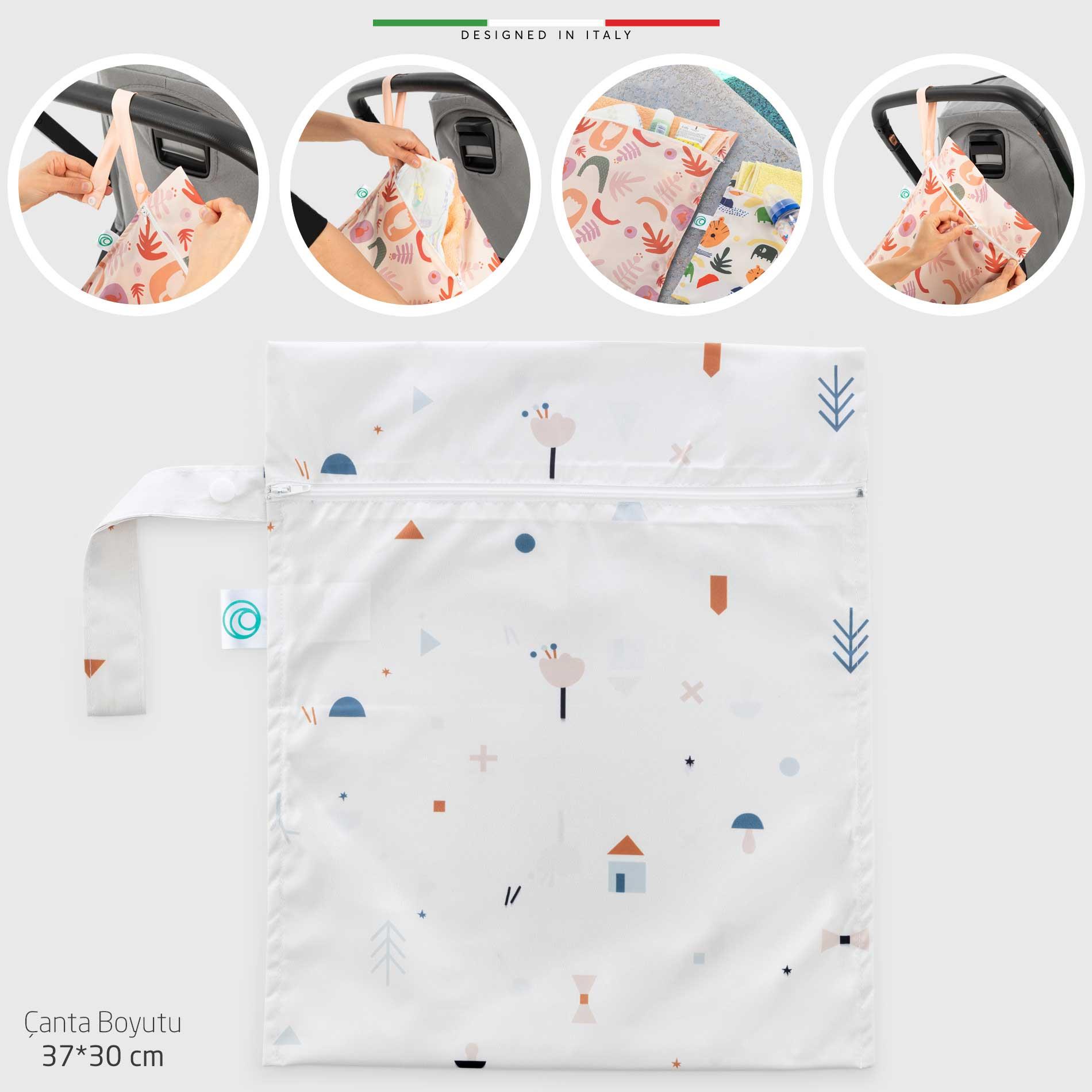 EleleLife Islak Kuru ve Kirli Bebek Çantası Sıvı Geçirmez XL Büyük Boy 37x30 cm Eva