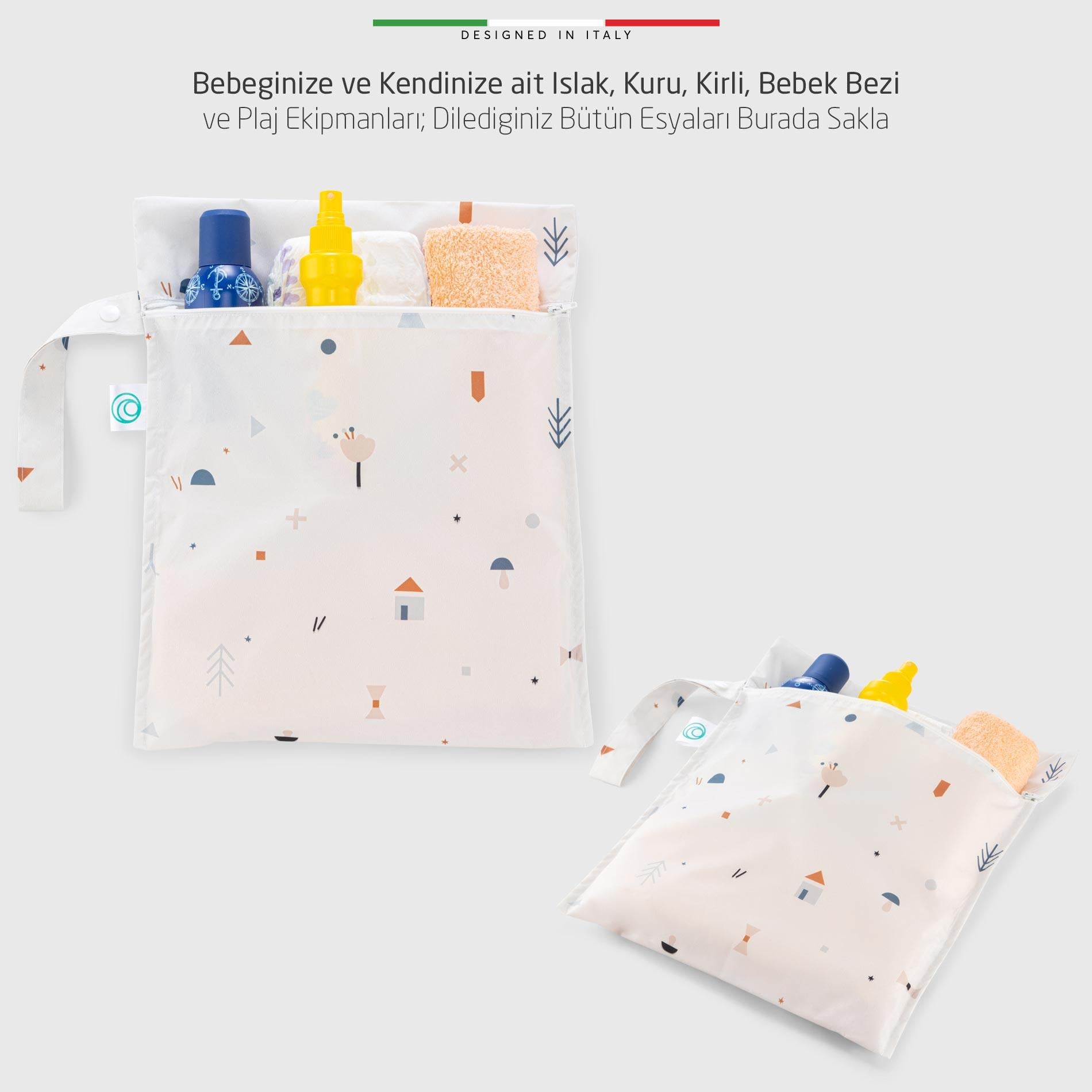 EleleLife Islak Kuru ve Kirli Bebek Çantası Sıvı Geçirmez XL Büyük Boy 37x30 cm Eva