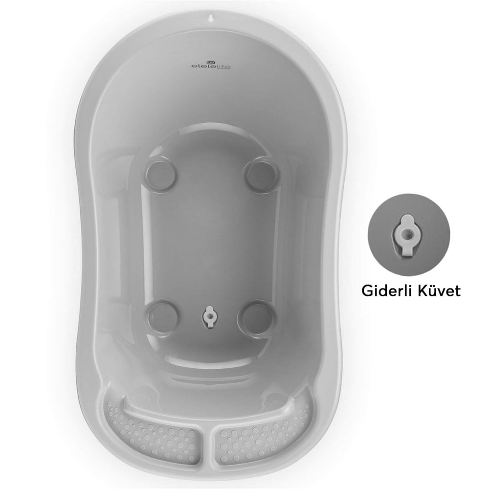 EleleLife Lüks 6 Parça Giderli Bebek Banyo Seti ve Küvet Seti Pudra 