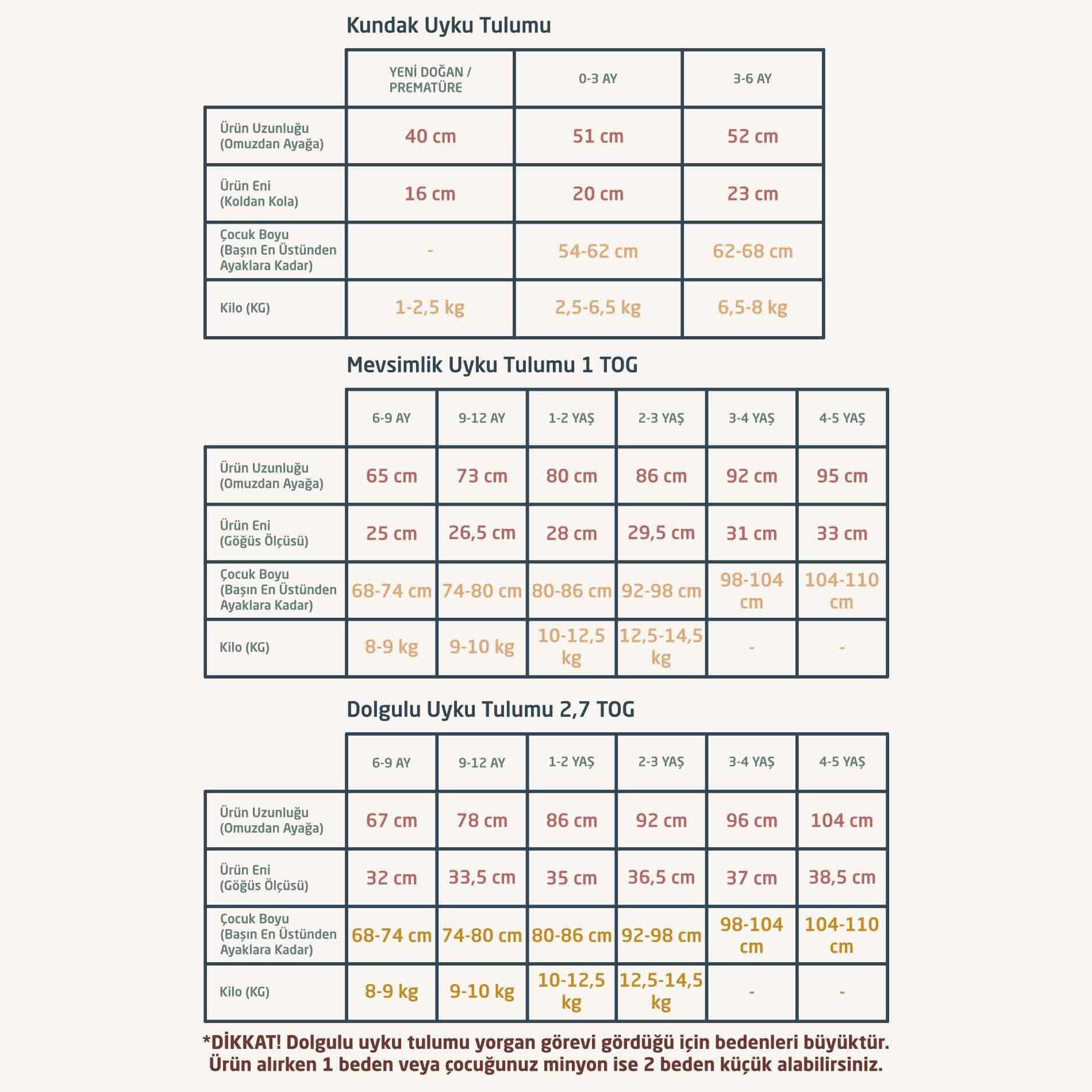 EleleLife Mevsimlik Çoçuk/Bebek Uyku Tulumu 1 Tog Ekru Riccio