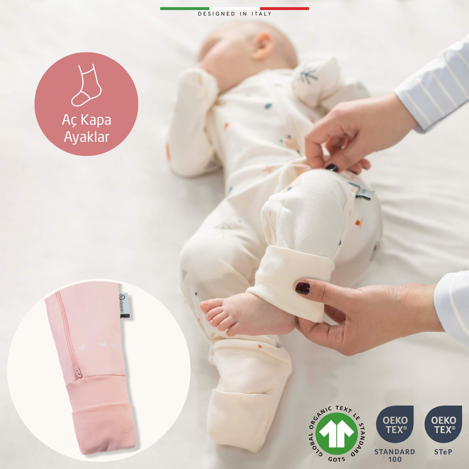 EleleLife Mevsimlik Çoçuk/Bebek Uyku Tulumu 1 Tog Pudra Flor