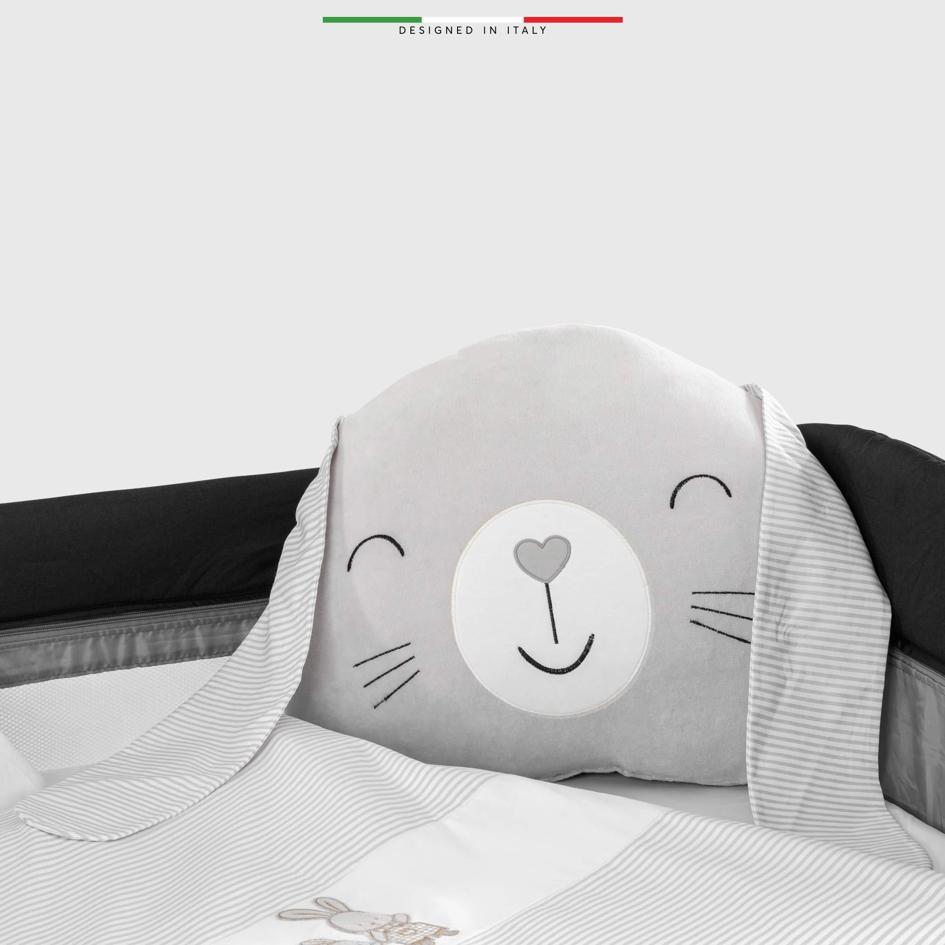 EleleLife Rabbit 6 Parça Oyun Parkı Park Yatak Bebek Uyku Seti Gri