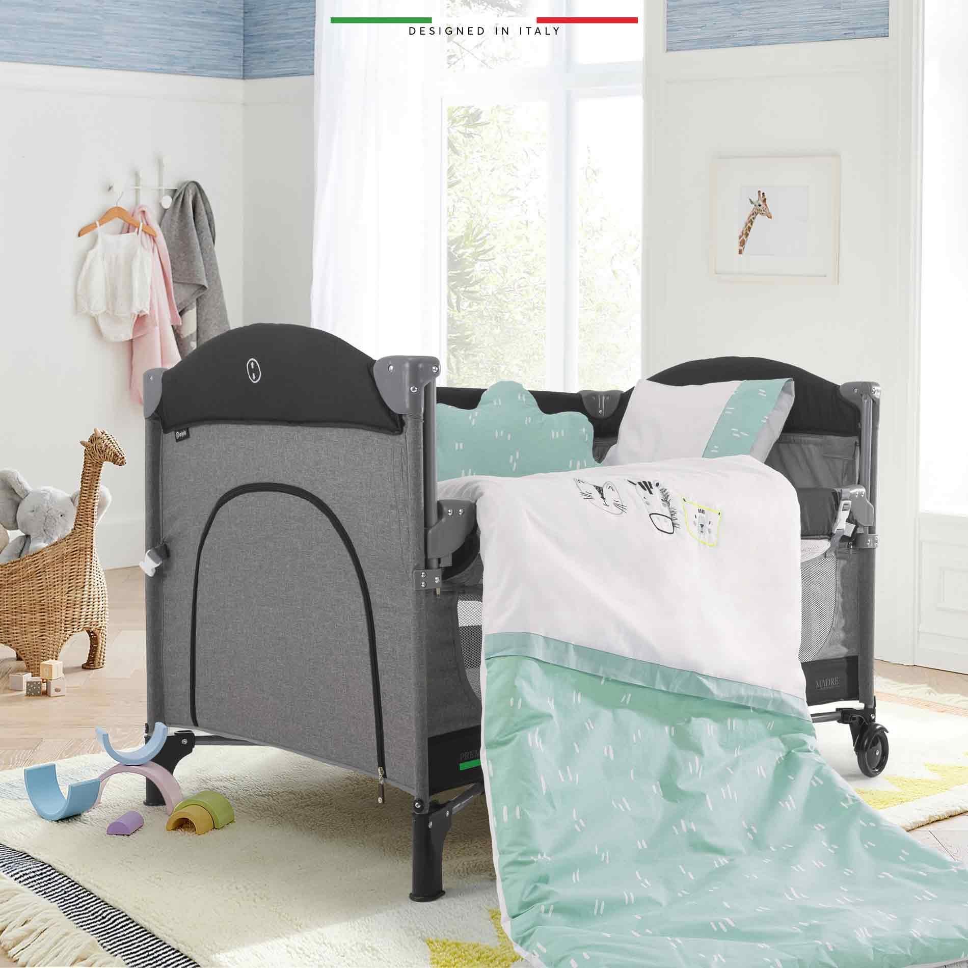 EleleLife Rain 6 Parça Oyun Parkı Park Yatak Bebek Uyku Seti Mint