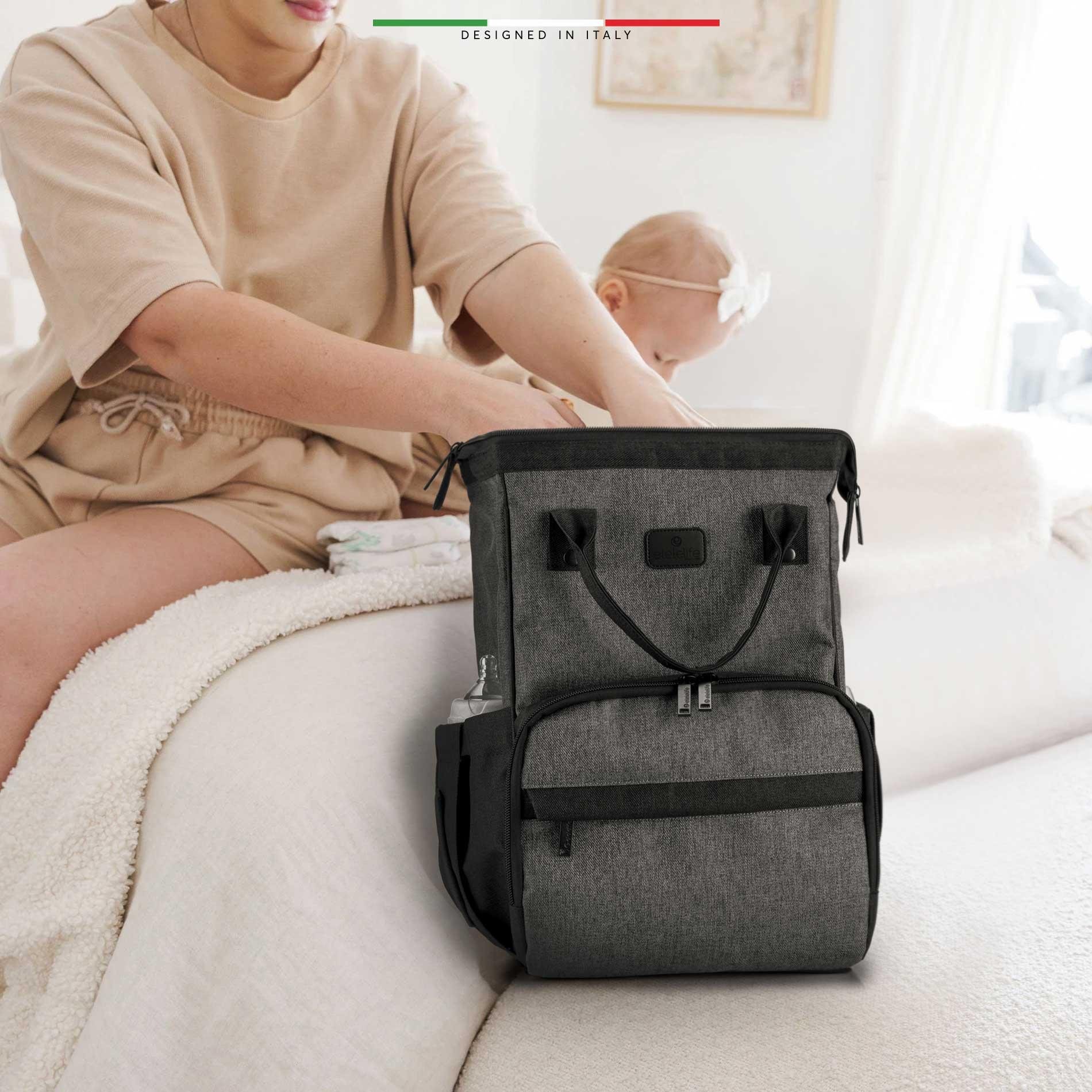 EleleLife Venice 3in1 Anne Bebek Bakım Çantası Siyah-Gri