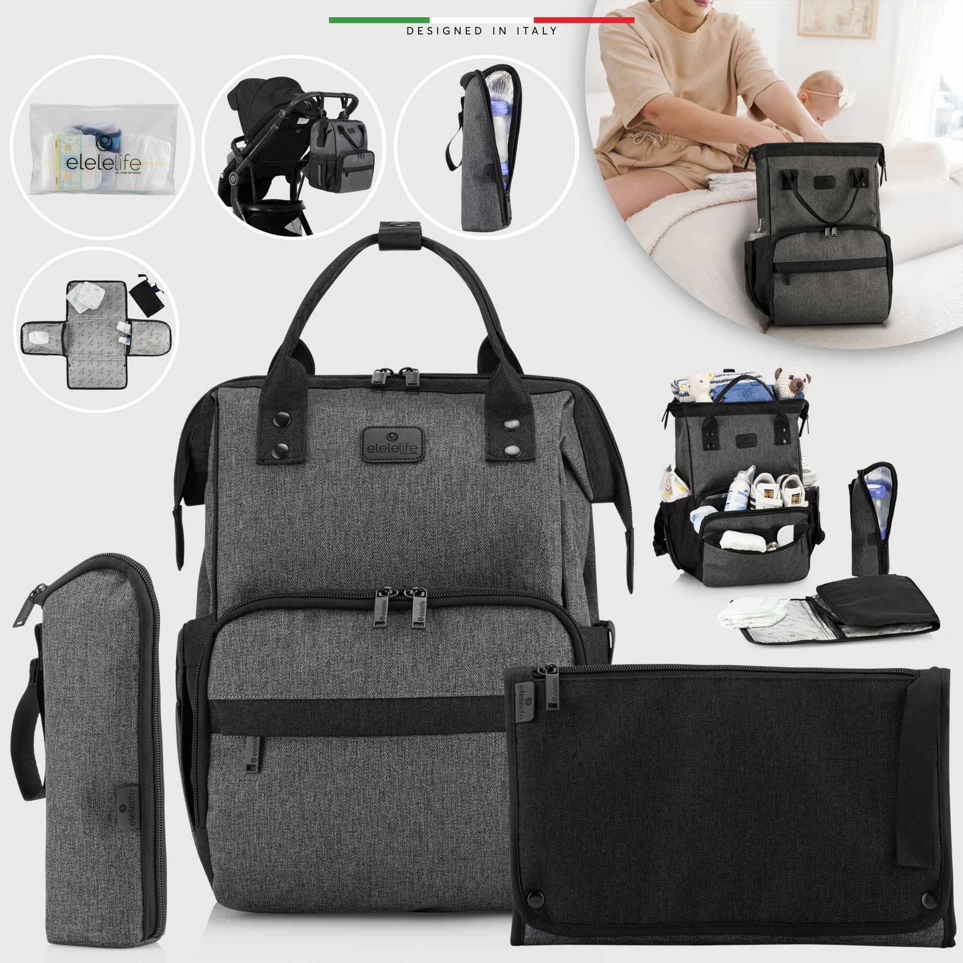 EleleLife Venice 3in1 Anne Bebek Bakım Çantası Siyah-Gri