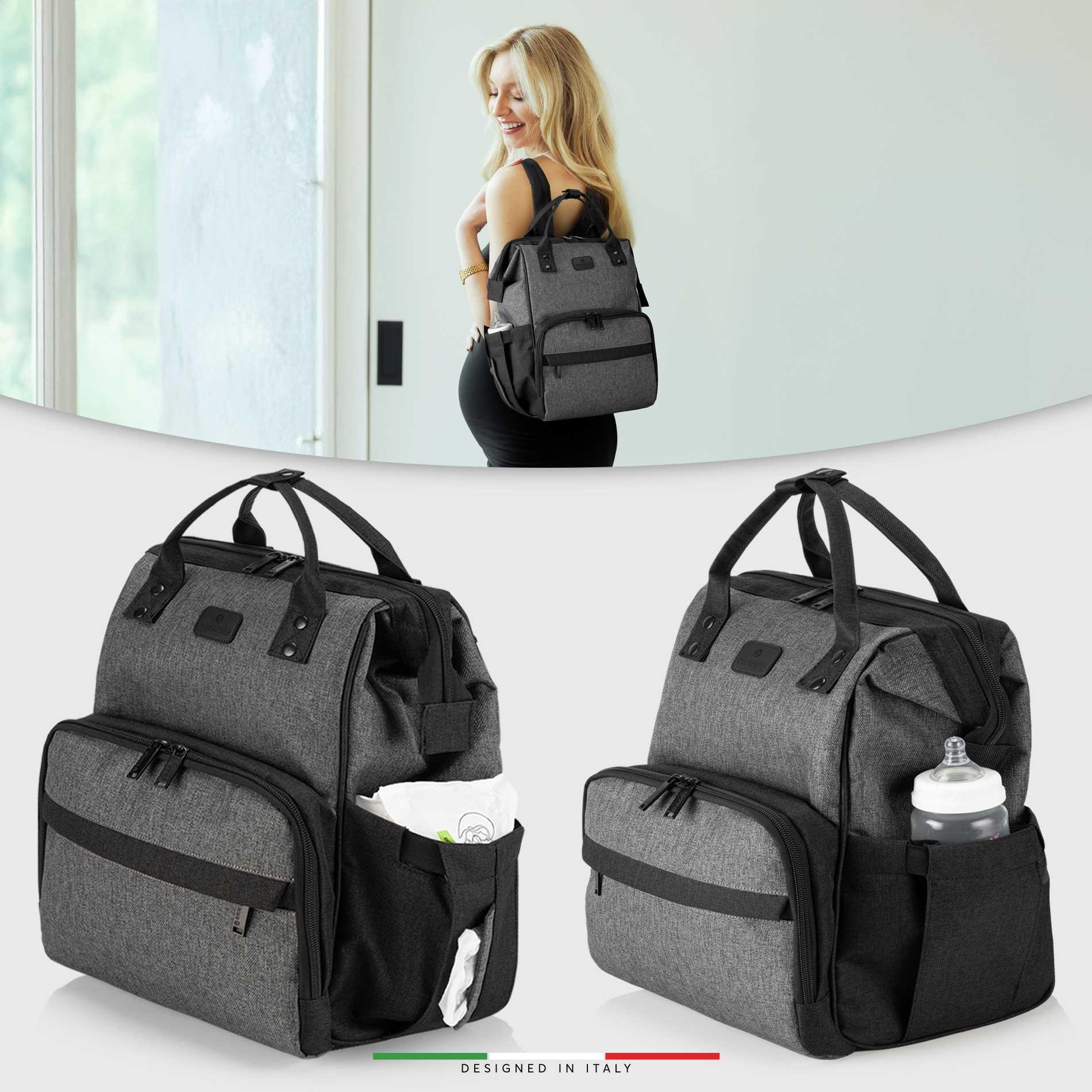 EleleLife Venice 3in1 Anne Bebek Bakım Çantası Siyah-Gri