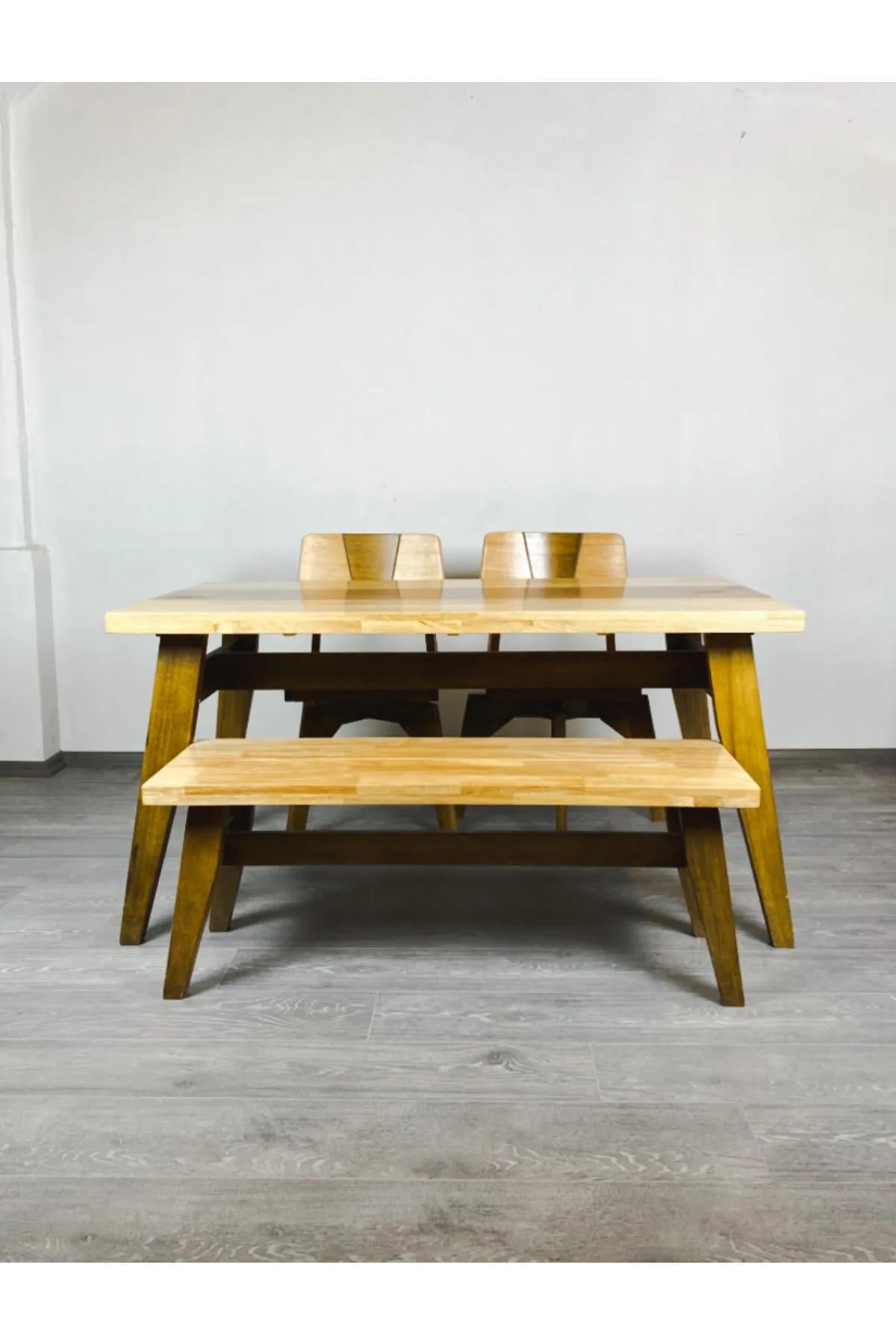 Kastra Ahşap Mutfak Masa & Bench & 2 Sandalye Takımı 