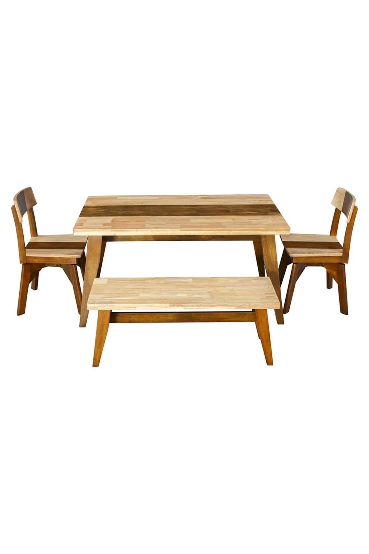 Kastra Ahşap Mutfak Masa & Bench & 2 Sandalye Takımı 