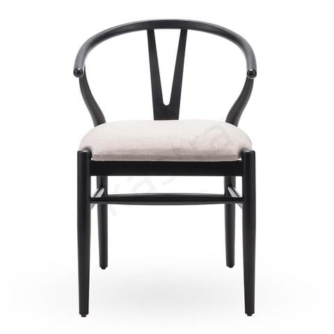 Kastra Wishbone Minderli Sandalye - Siyah 