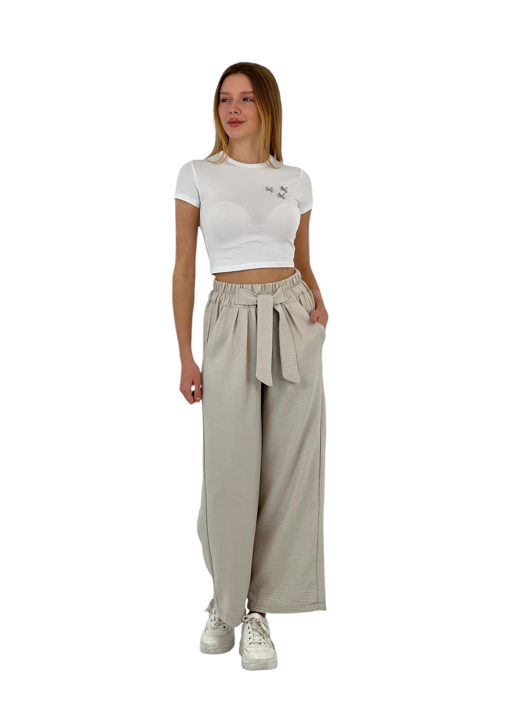 45365DA GENİŞ PAÇA KUŞAKLI PANTOLON-25Y0145365DA