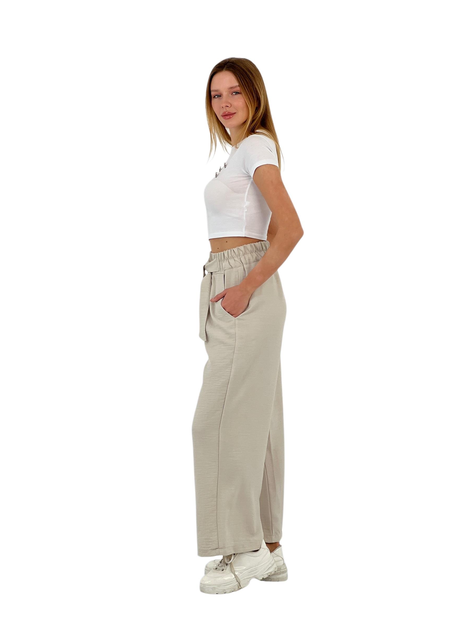 45365DA GENİŞ PAÇA KUŞAKLI PANTOLON-25Y0145365DA