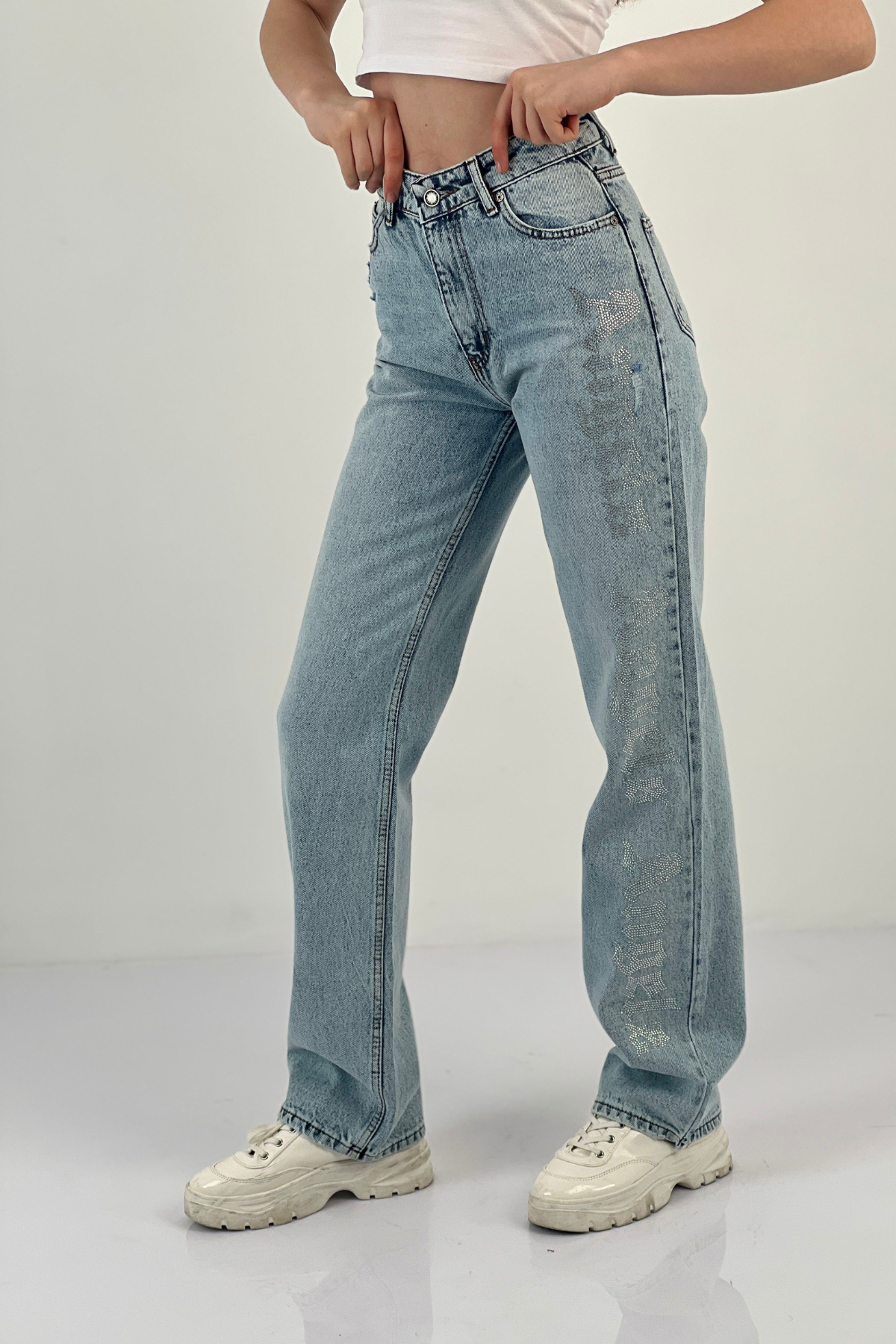 72792-17 WIDE LEG DENİM ANGELS TAŞ YAP.-25Y017279217329