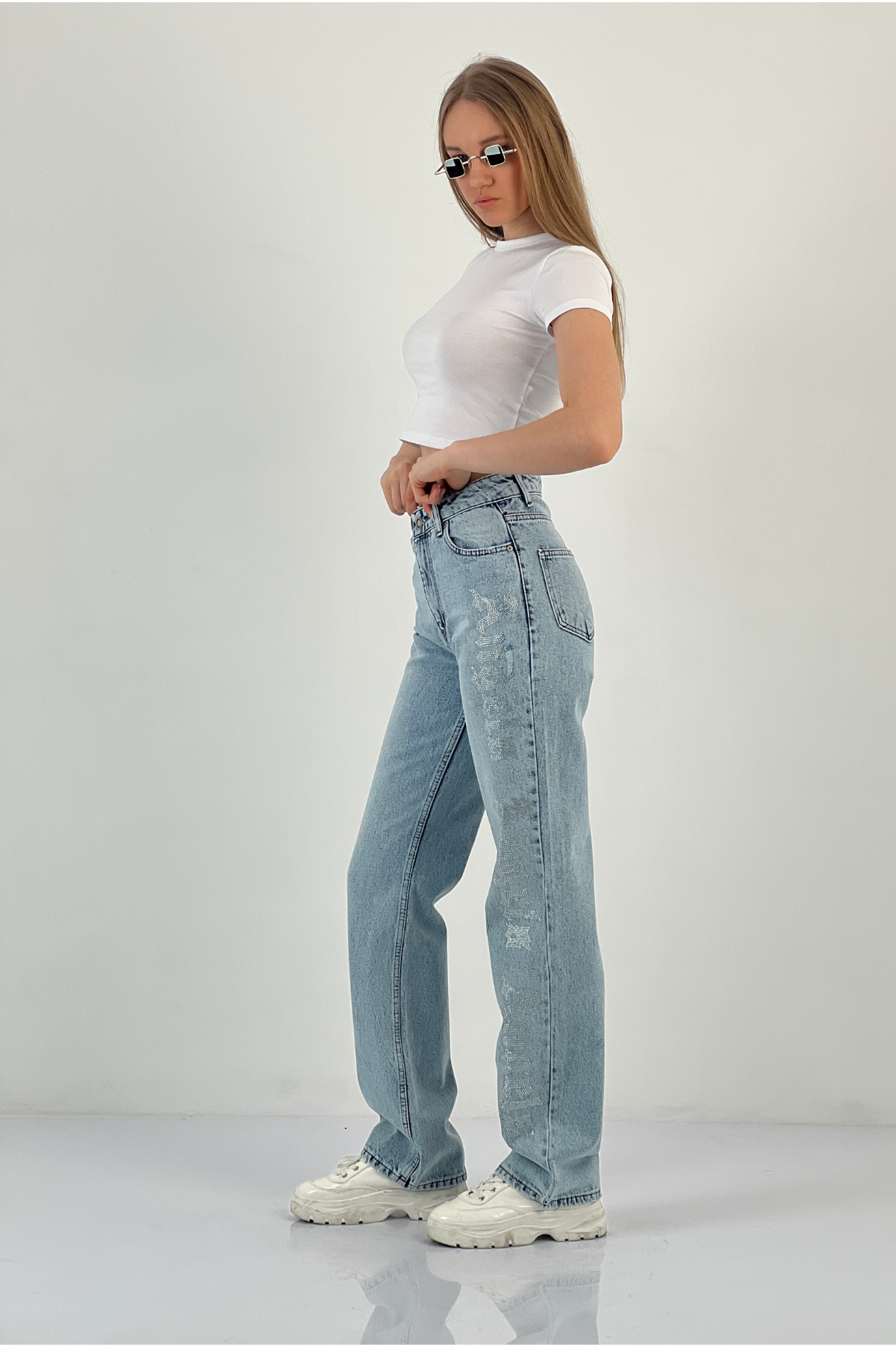72792-17 WIDE LEG DENİM ANGELS TAŞ YAP.-25Y017279217329