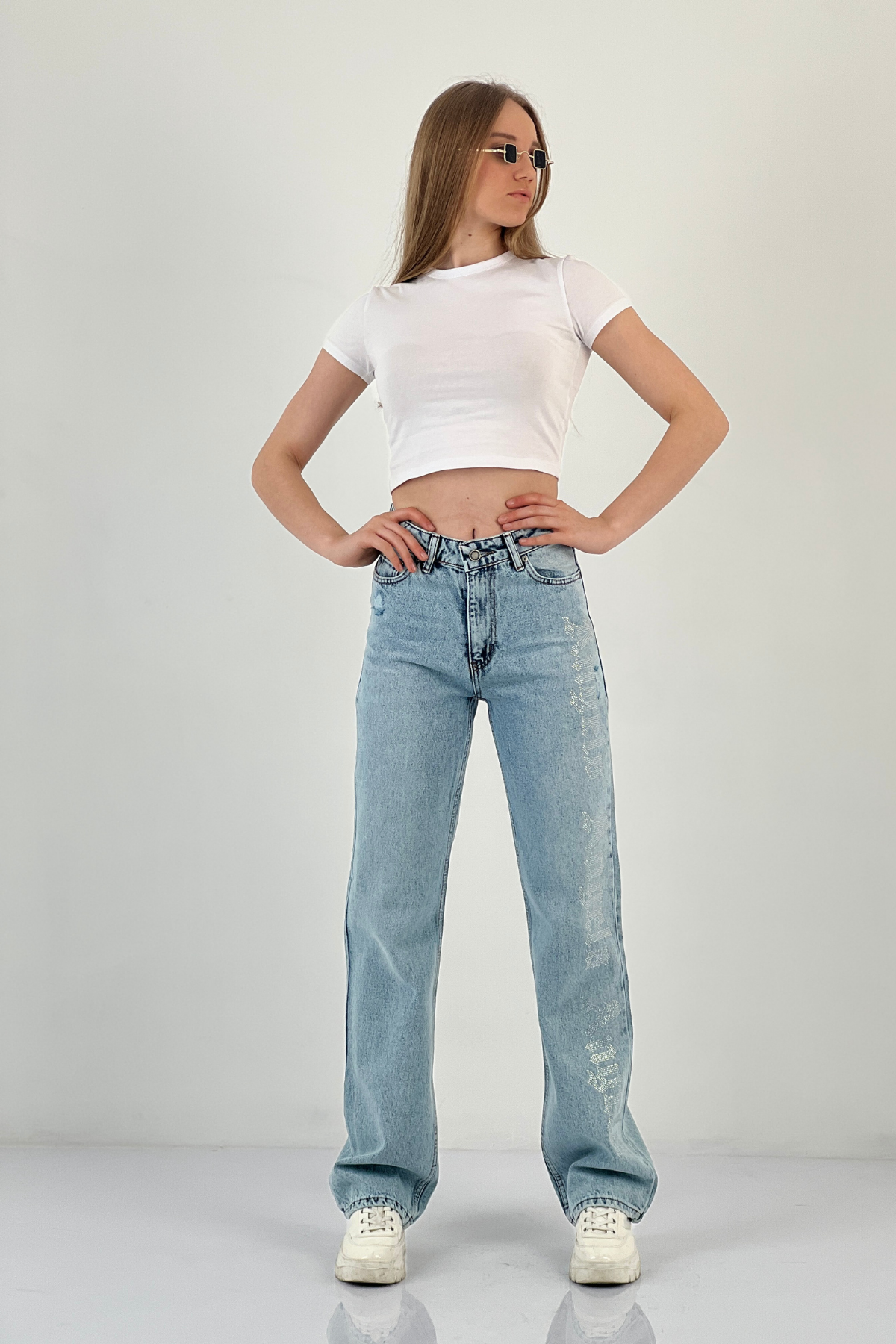 72792-17 WIDE LEG DENİM ANGELS TAŞ YAP.-25Y017279217329