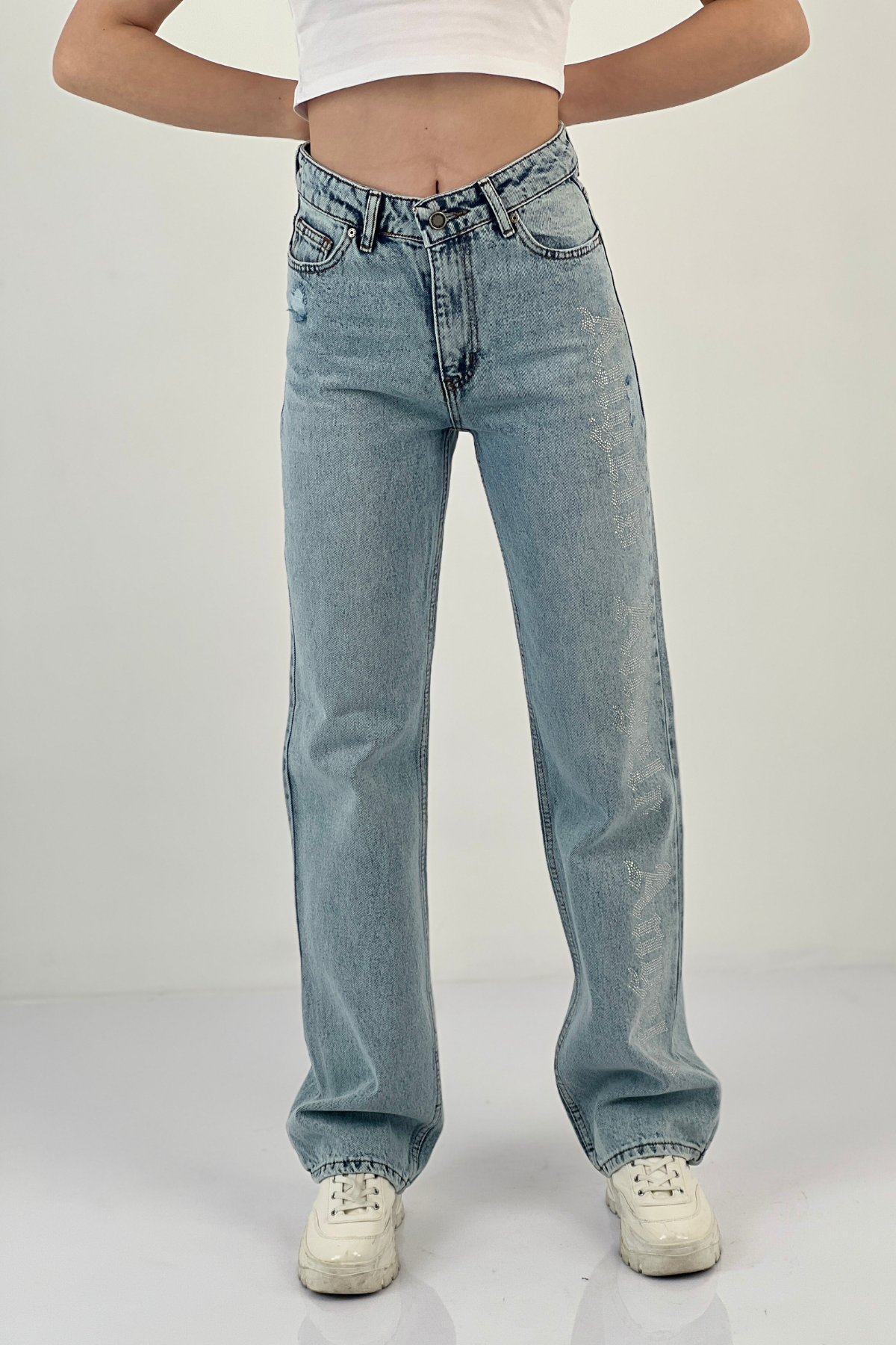 72792-17 WIDE LEG DENİM ANGELS TAŞ YAP.-25Y017279217329
