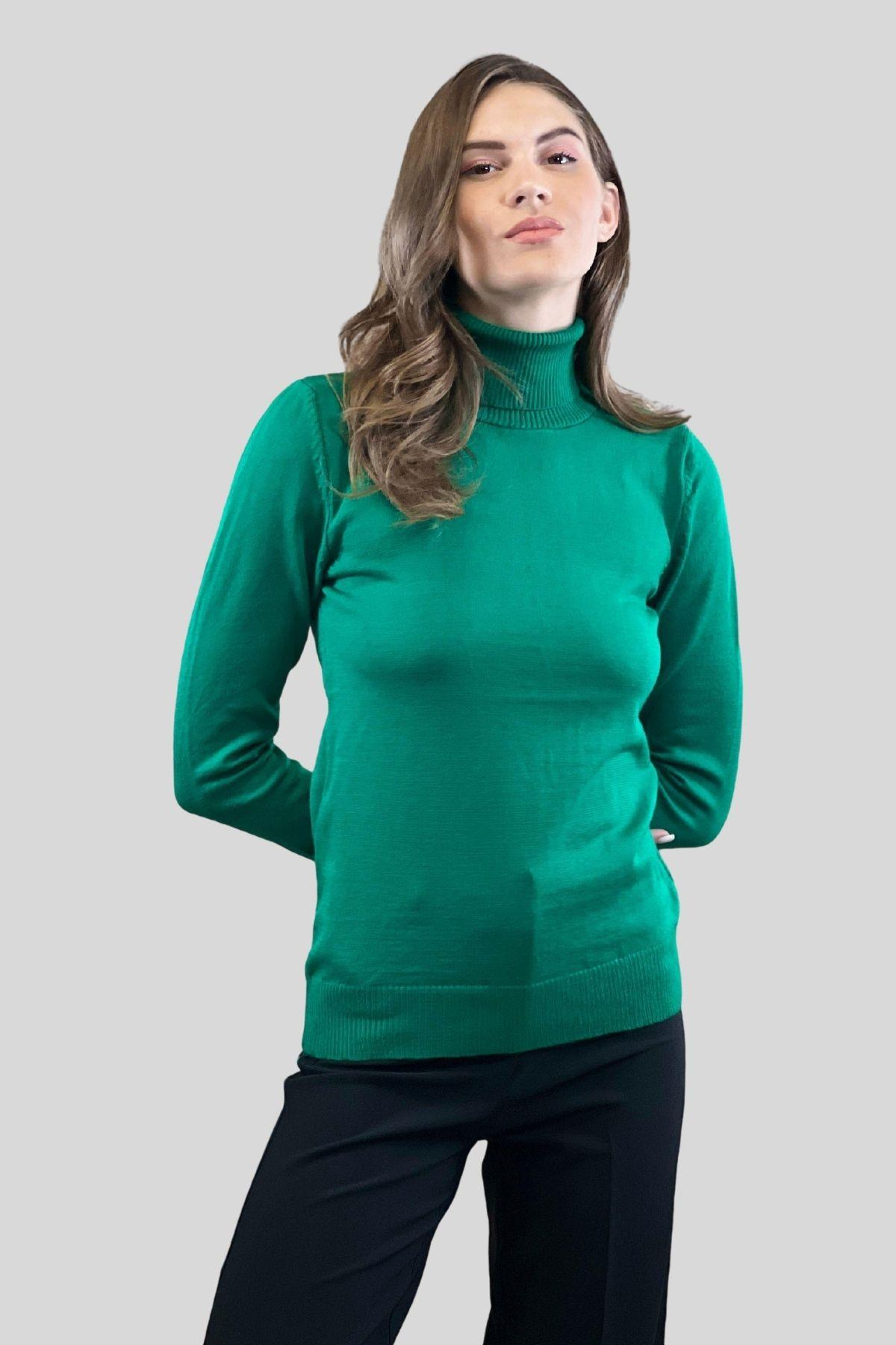 Balıkçı Yaka Basic Kadın Triko Kazak-32805-0
