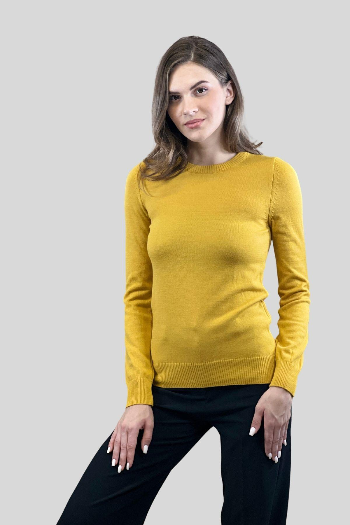 Bisiklet Yaka Basic Kadın Triko Kazak-32807-0