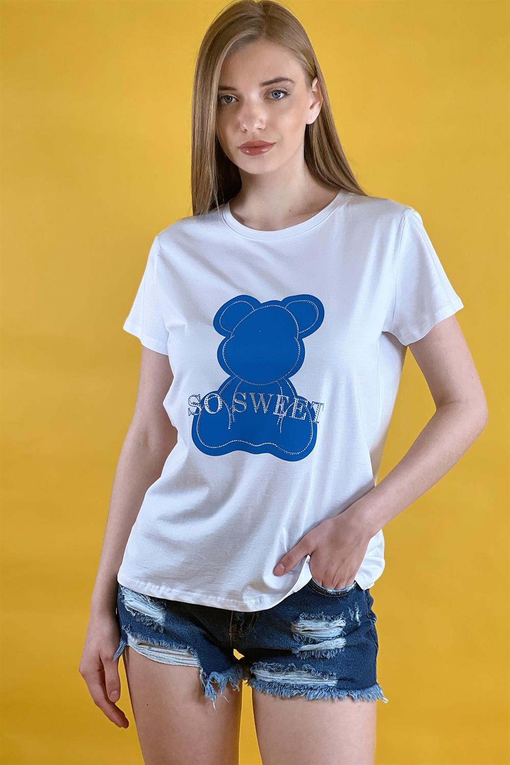 Bisiklet Yaka Basic Tshirt 100% Cotton-15520-00