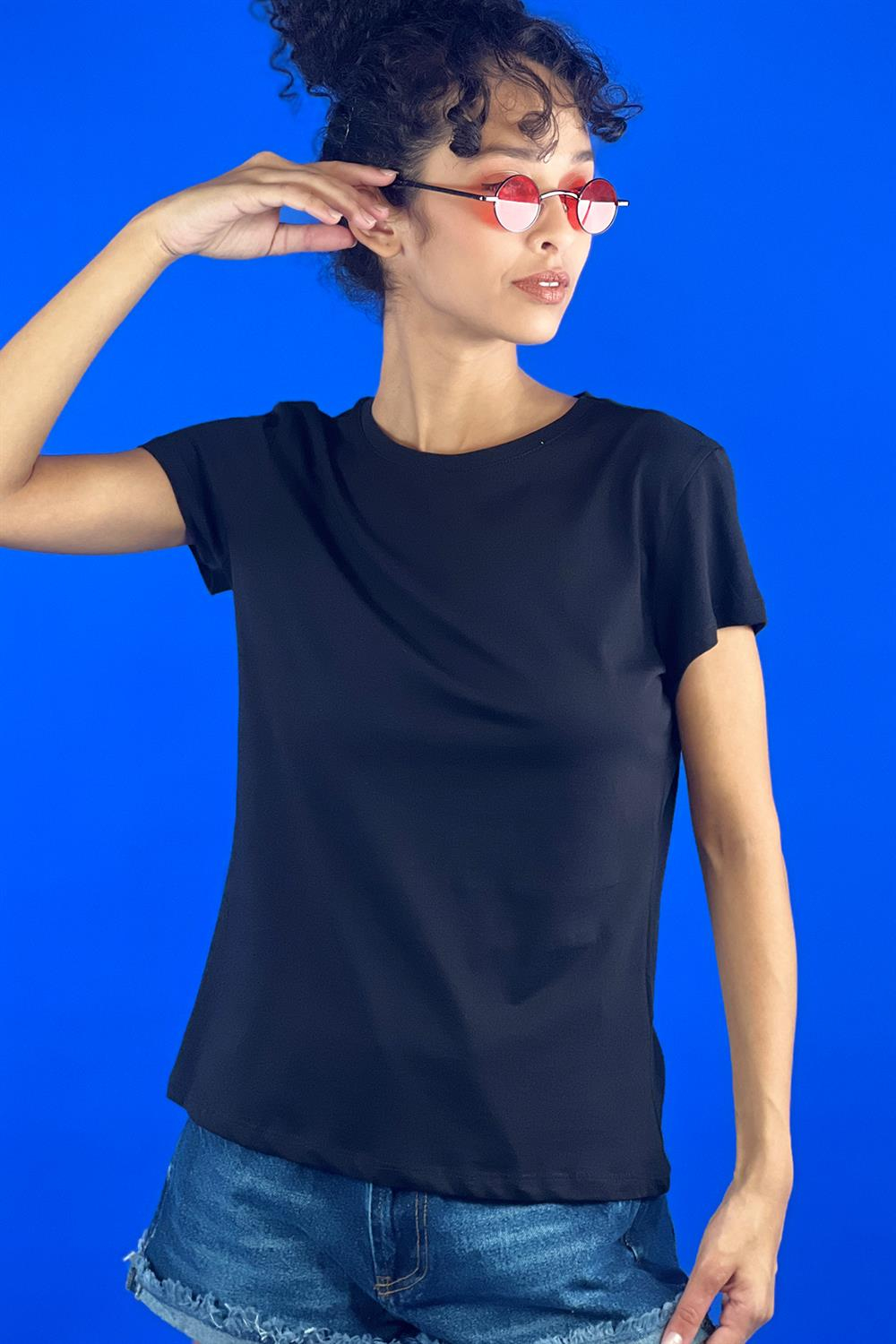 Bisiklet Yaka Basic Tshirt 100% Cotton-15520-00