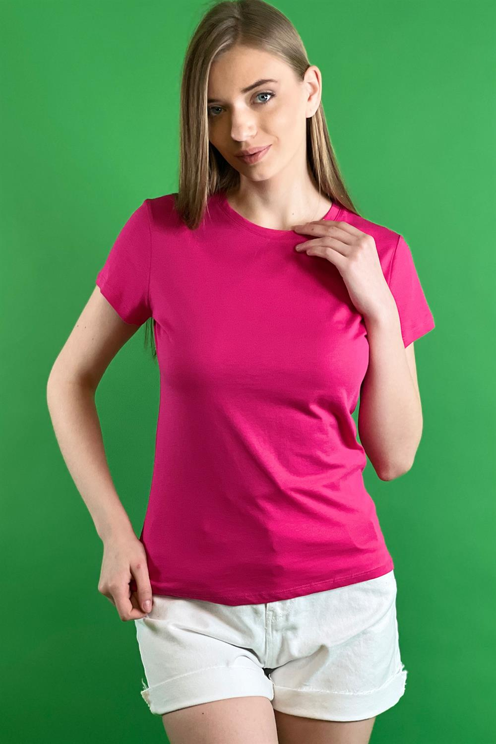 Bisiklet Yaka Basic Tshirt 100% Cotton-15520-00