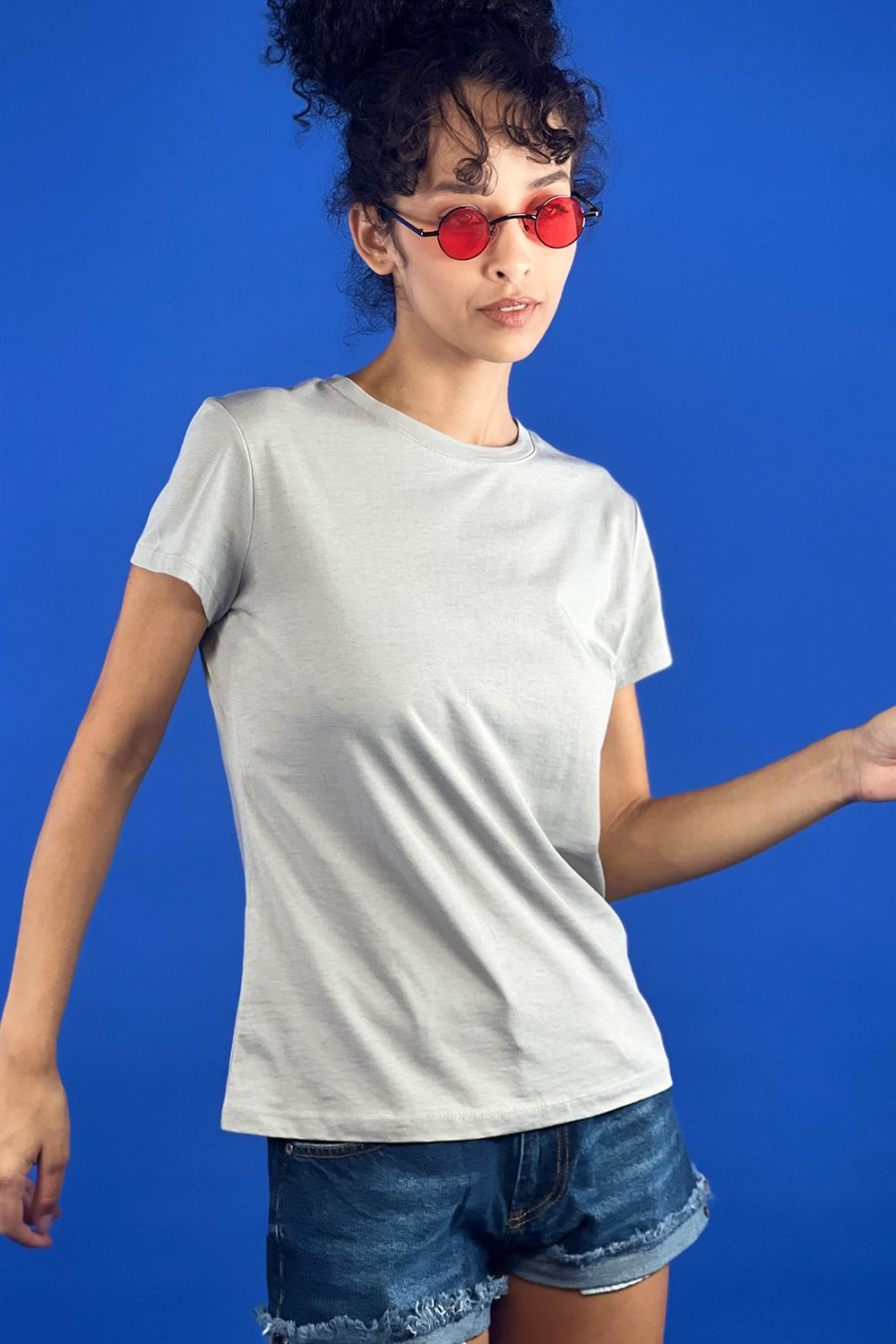 Bisiklet Yaka Basic Tshirt 100% Cotton-15520-00