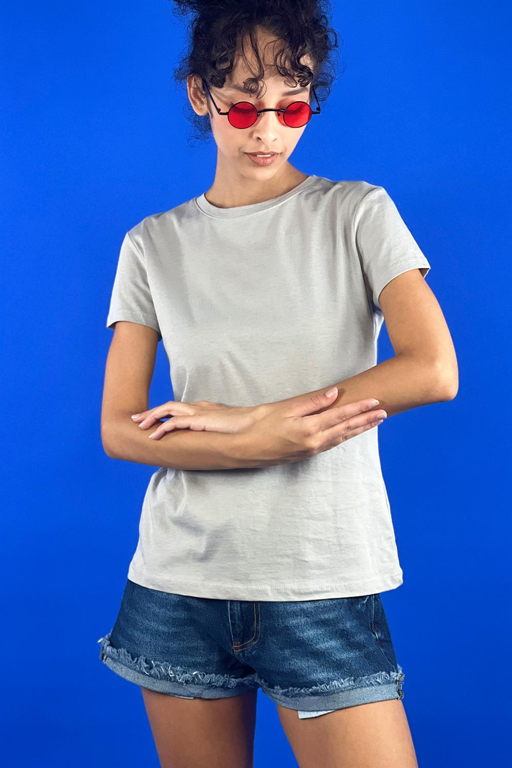 Bisiklet Yaka Basic Tshirt 100% Cotton-15520-00