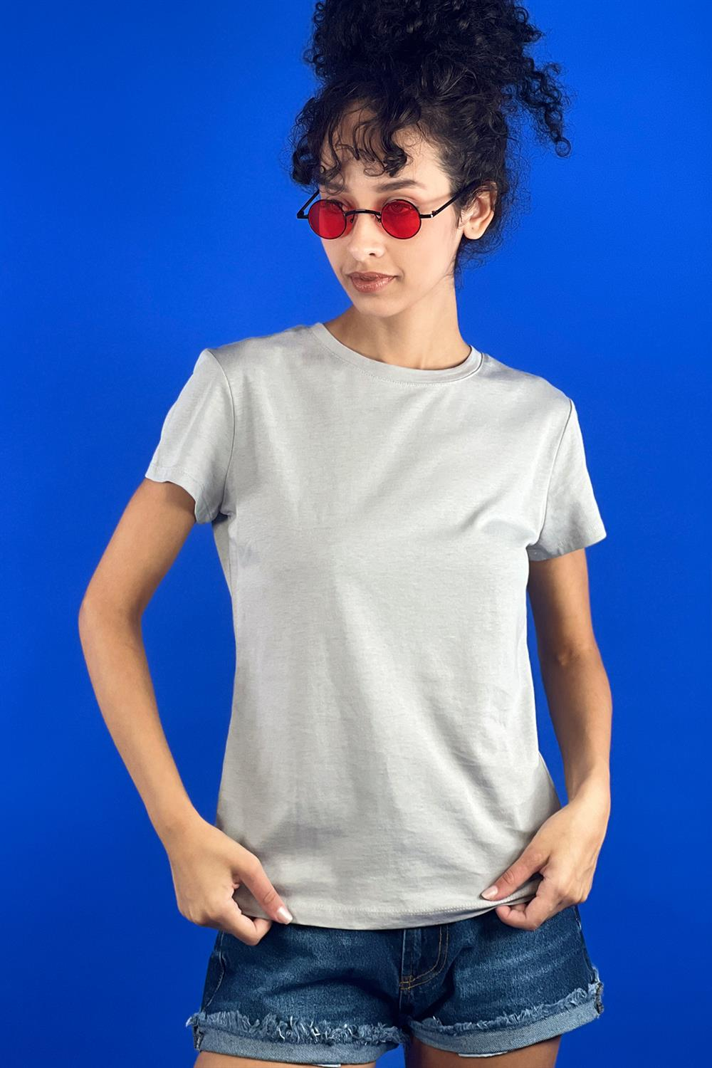 Bisiklet Yaka Basic Tshirt 100% Cotton-15520-00