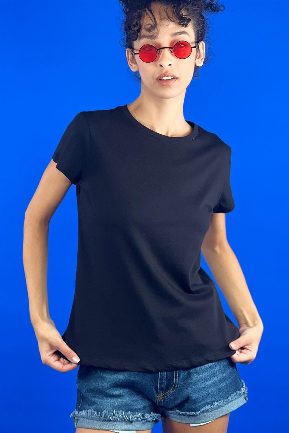 Bisiklet Yaka Basic Tshirt 100% Cotton-15520-00