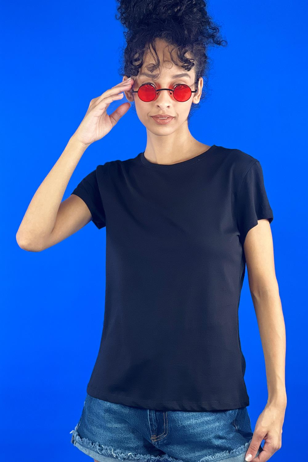 Bisiklet Yaka Basic Tshirt 100% Cotton-15520-00