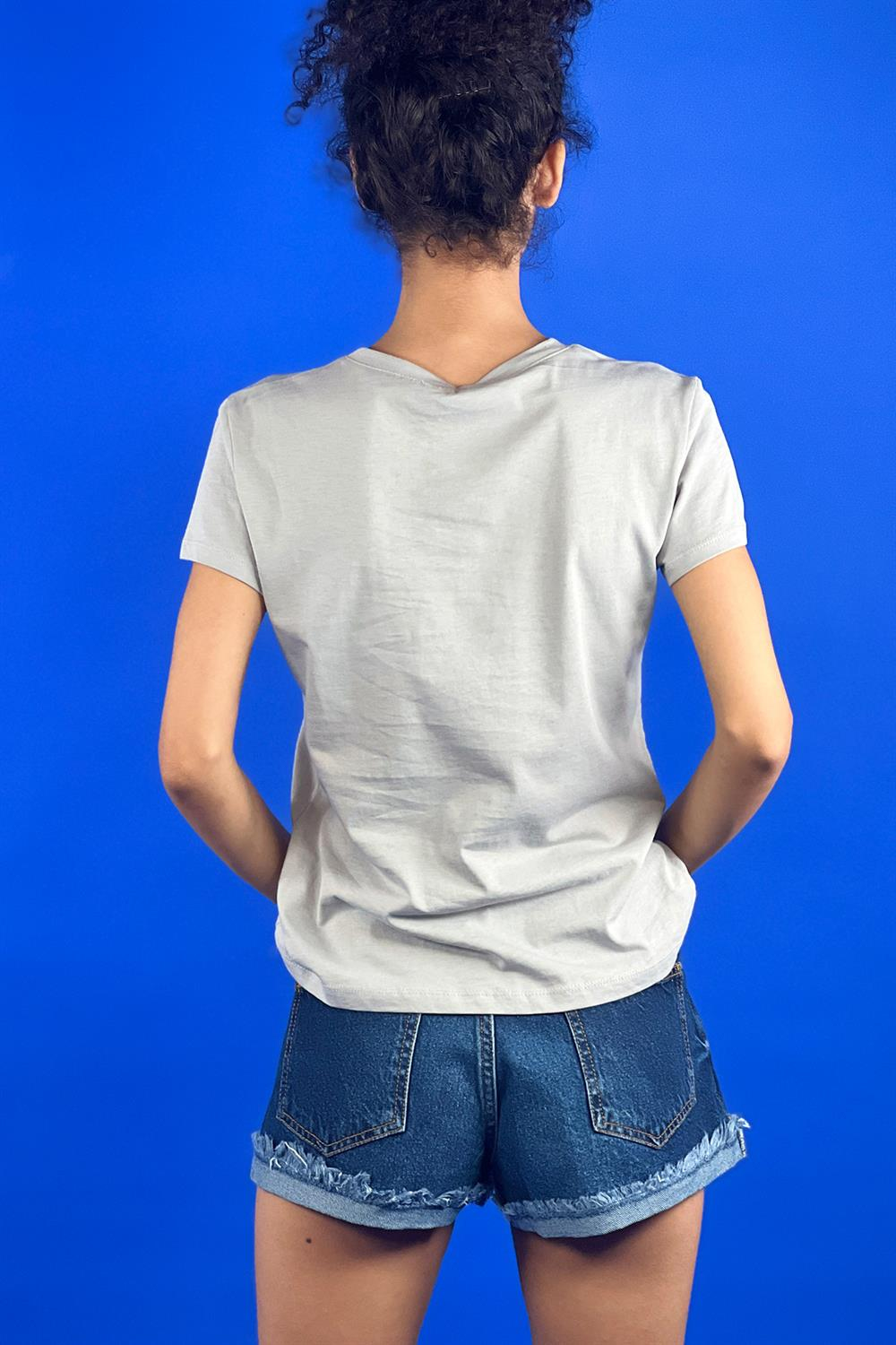 Bisiklet Yaka Basic Tshirt 100% Cotton-15520-00