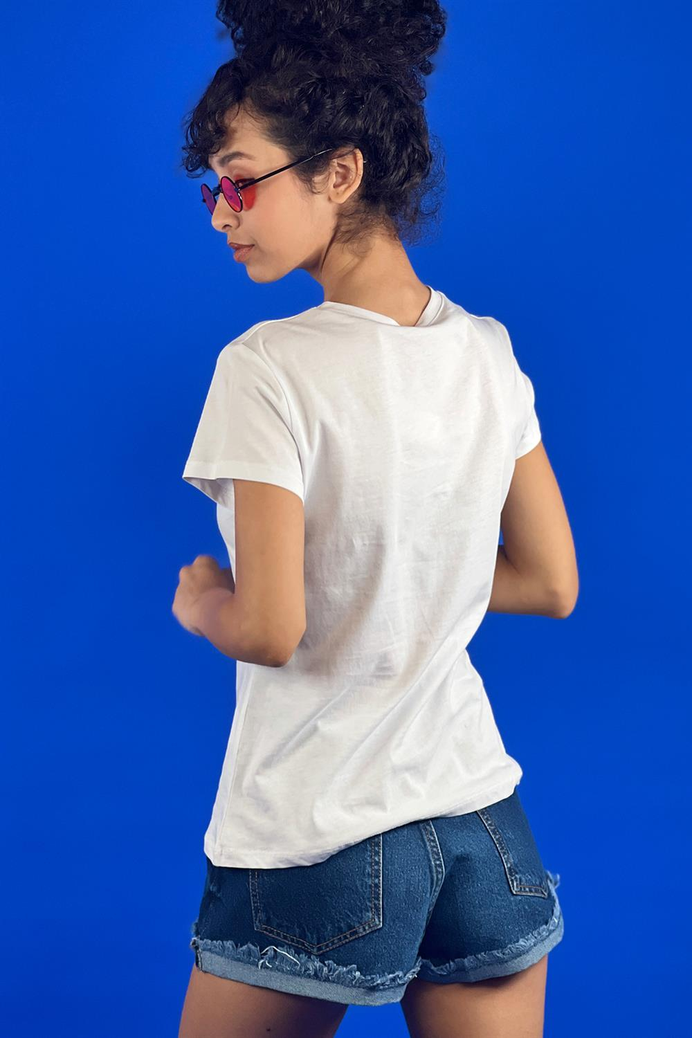 Bisiklet Yaka Basic Tshirt 100% Cotton-15520-00