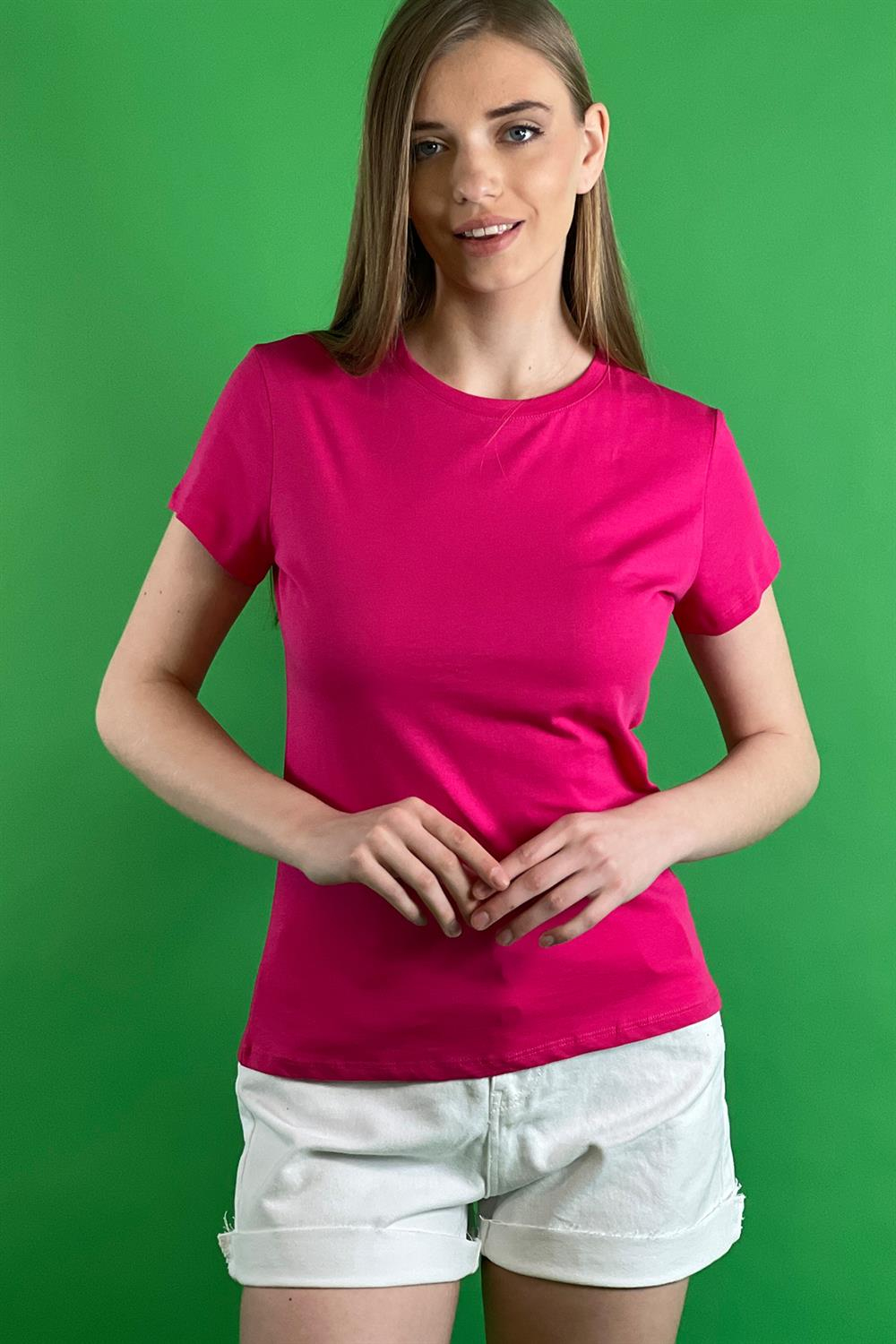 Bisiklet Yaka Basic Tshirt 100% Cotton-15520-00