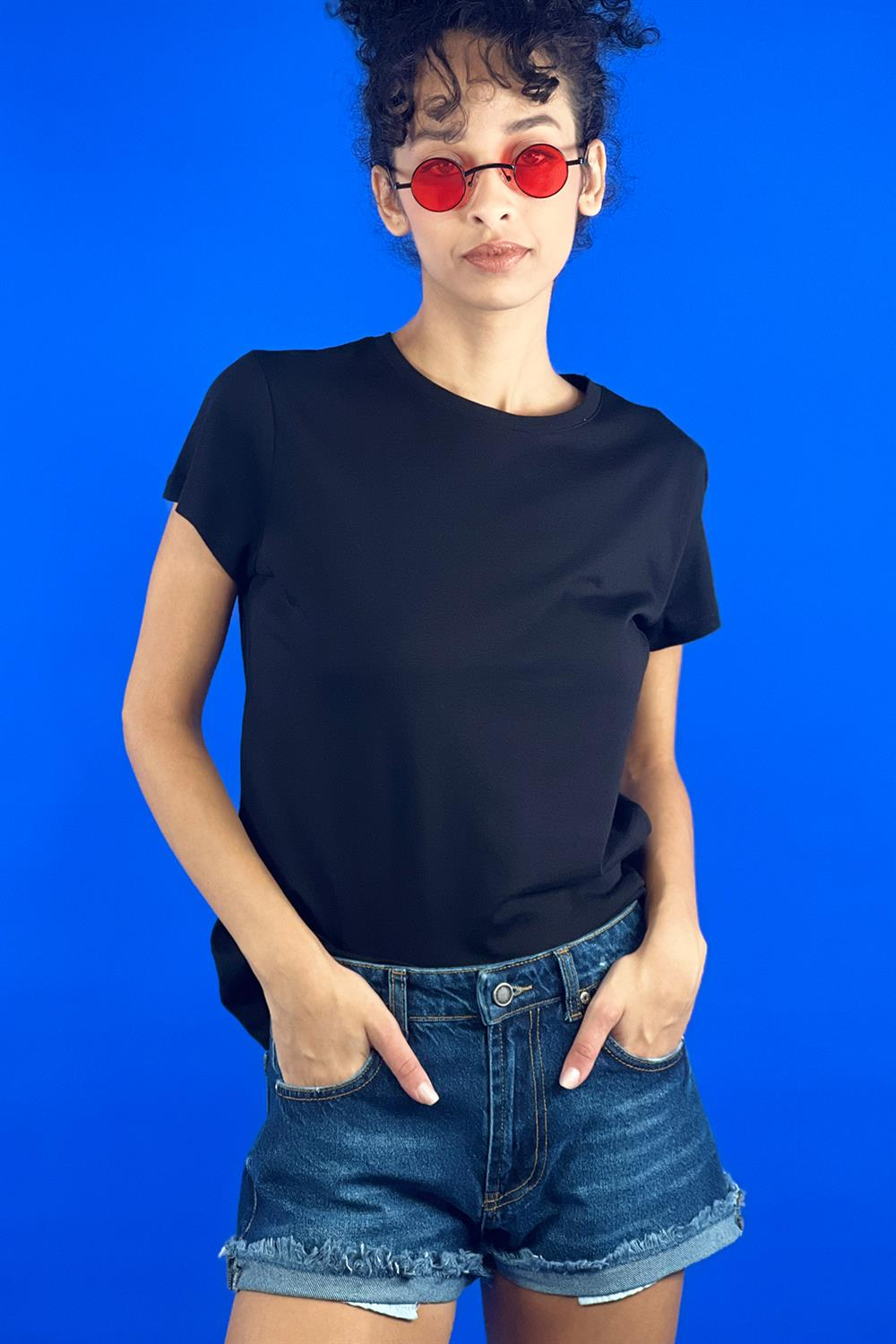 Bisiklet Yaka Basic Tshirt 100% Cotton-15520-00