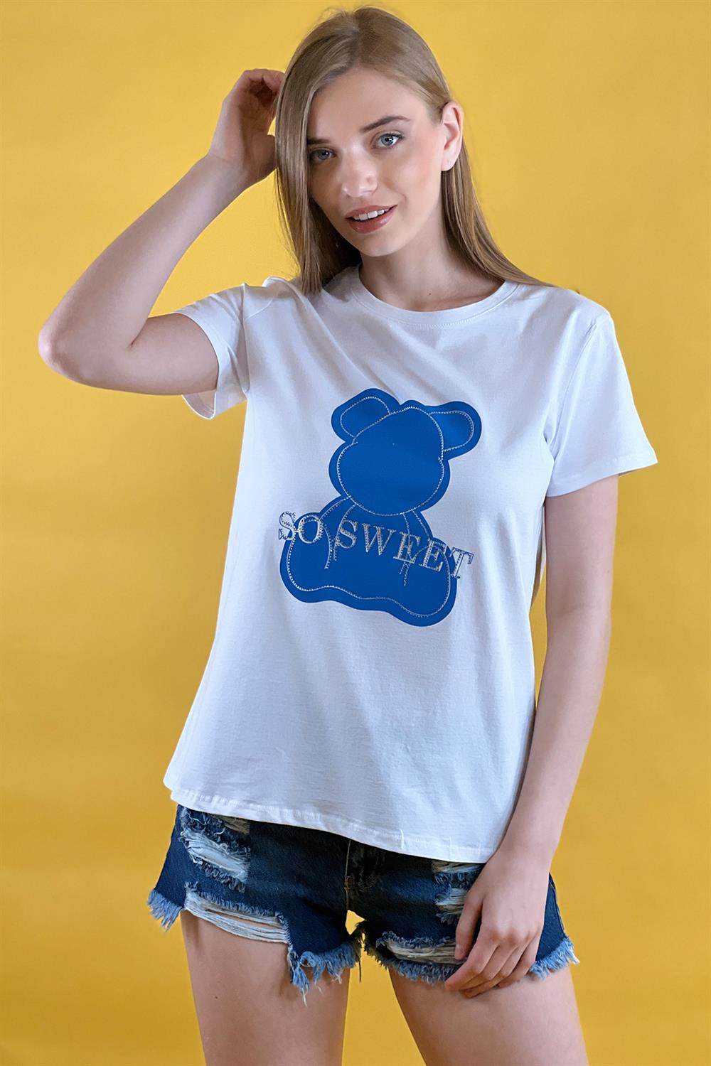 Bisiklet Yaka Basic Tshirt 100% Cotton-15520-00