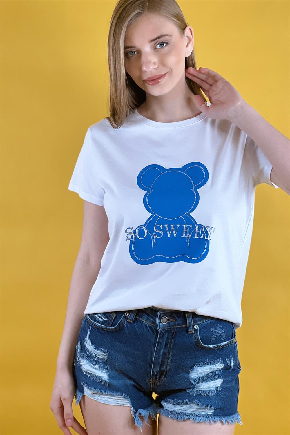 Bisiklet Yaka Basic Tshirt 100% Cotton-15520-00