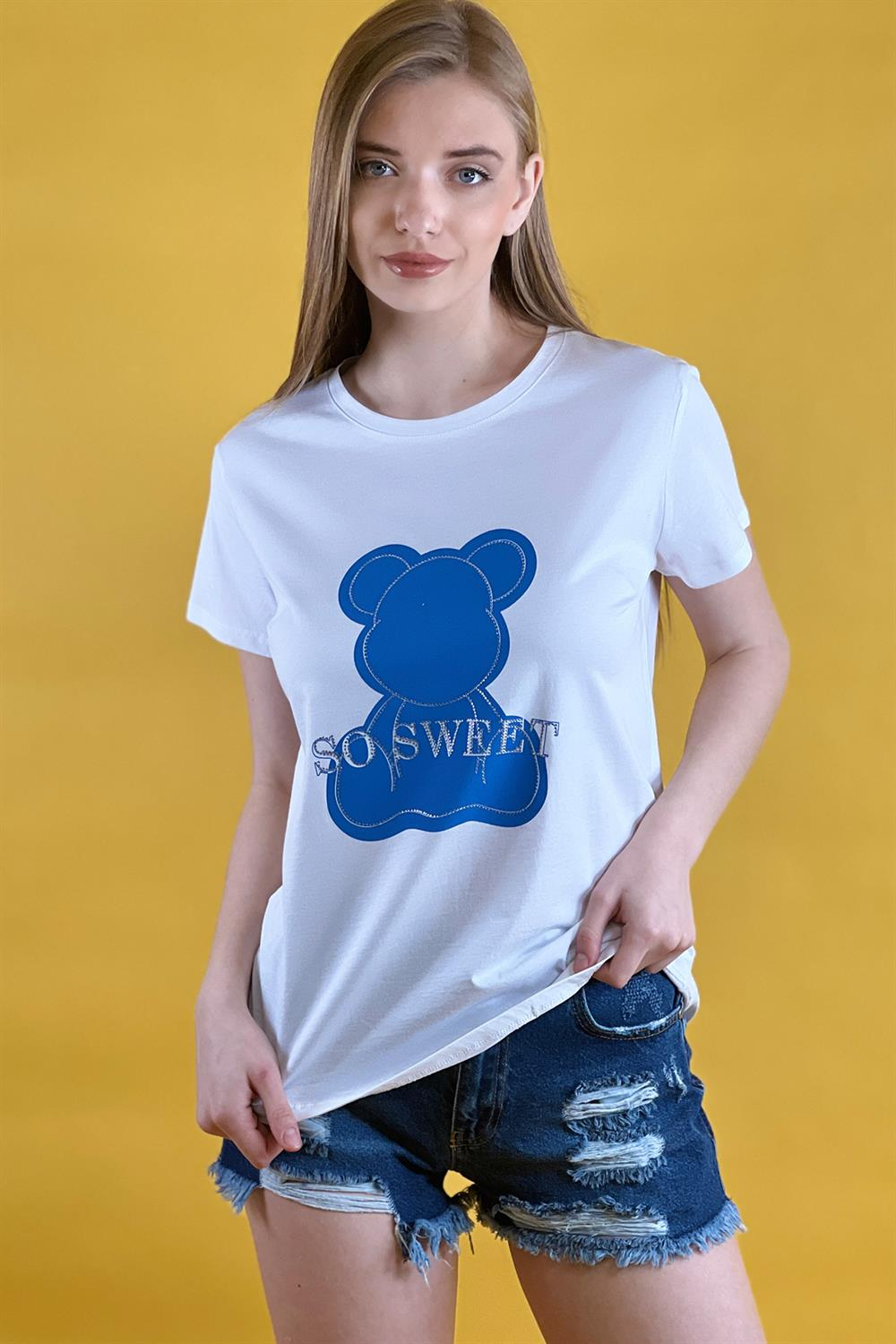 Bisiklet Yaka Basic Tshirt 100% Cotton-15520-00