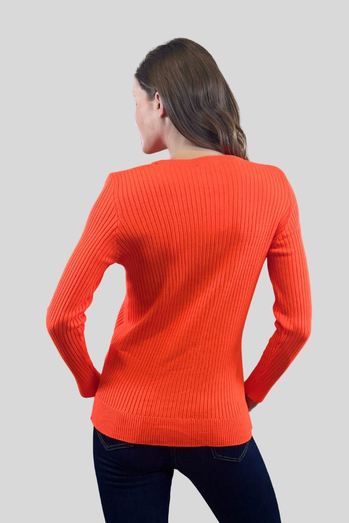 Bisiklet Yaka Fitilli Kadın Basic Triko Kazak-32810-0