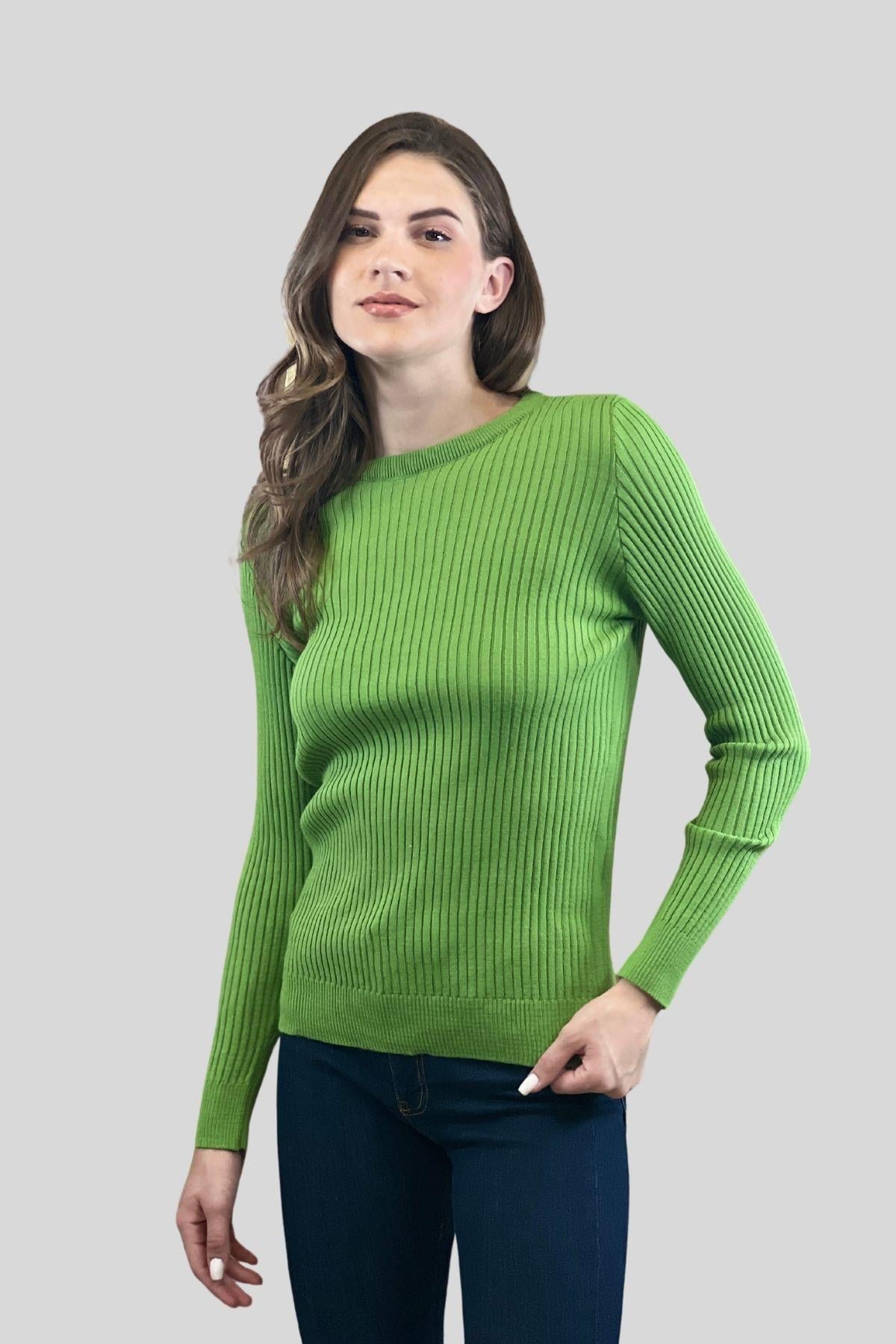 Bisiklet Yaka Fitilli Kadın Basic Triko Kazak-32810-0
