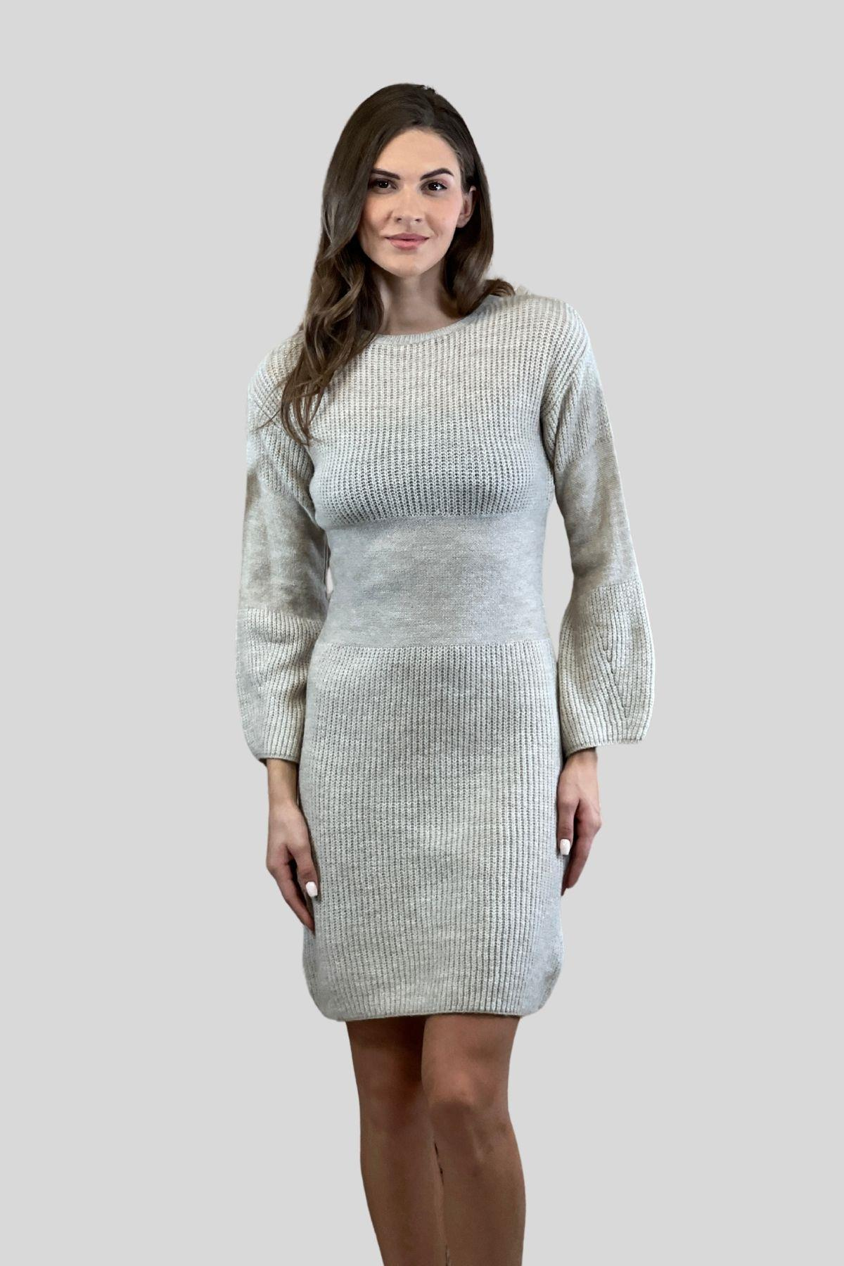 Bisiklet Yaka Selanik Örgü Kısa Basic Kadın Triko Elbise-33088-0