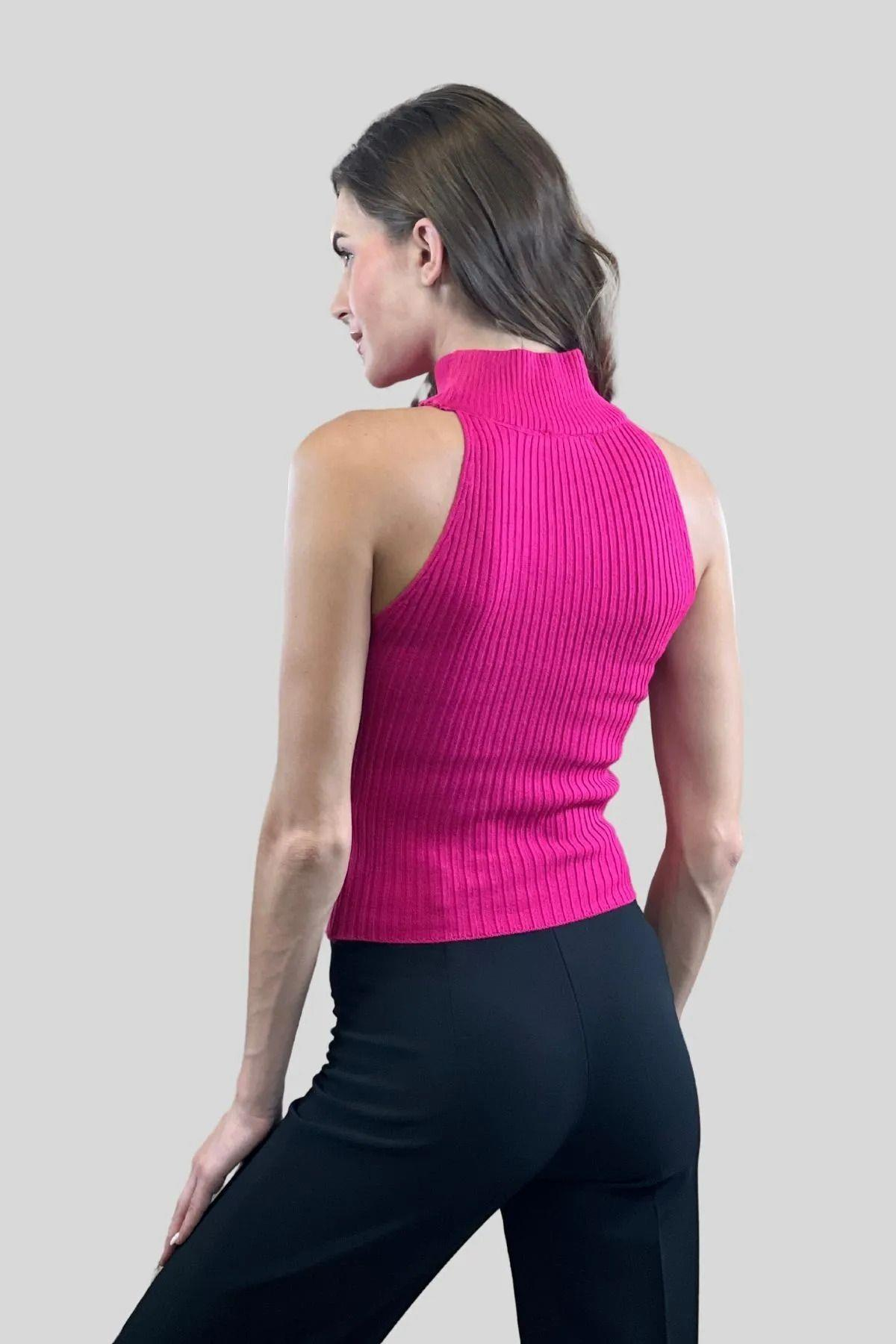 Kadın 2 Li Boğazlı Balıkçı Yaka Basic Crop Triko Kazak-32911-12LİKS-SM