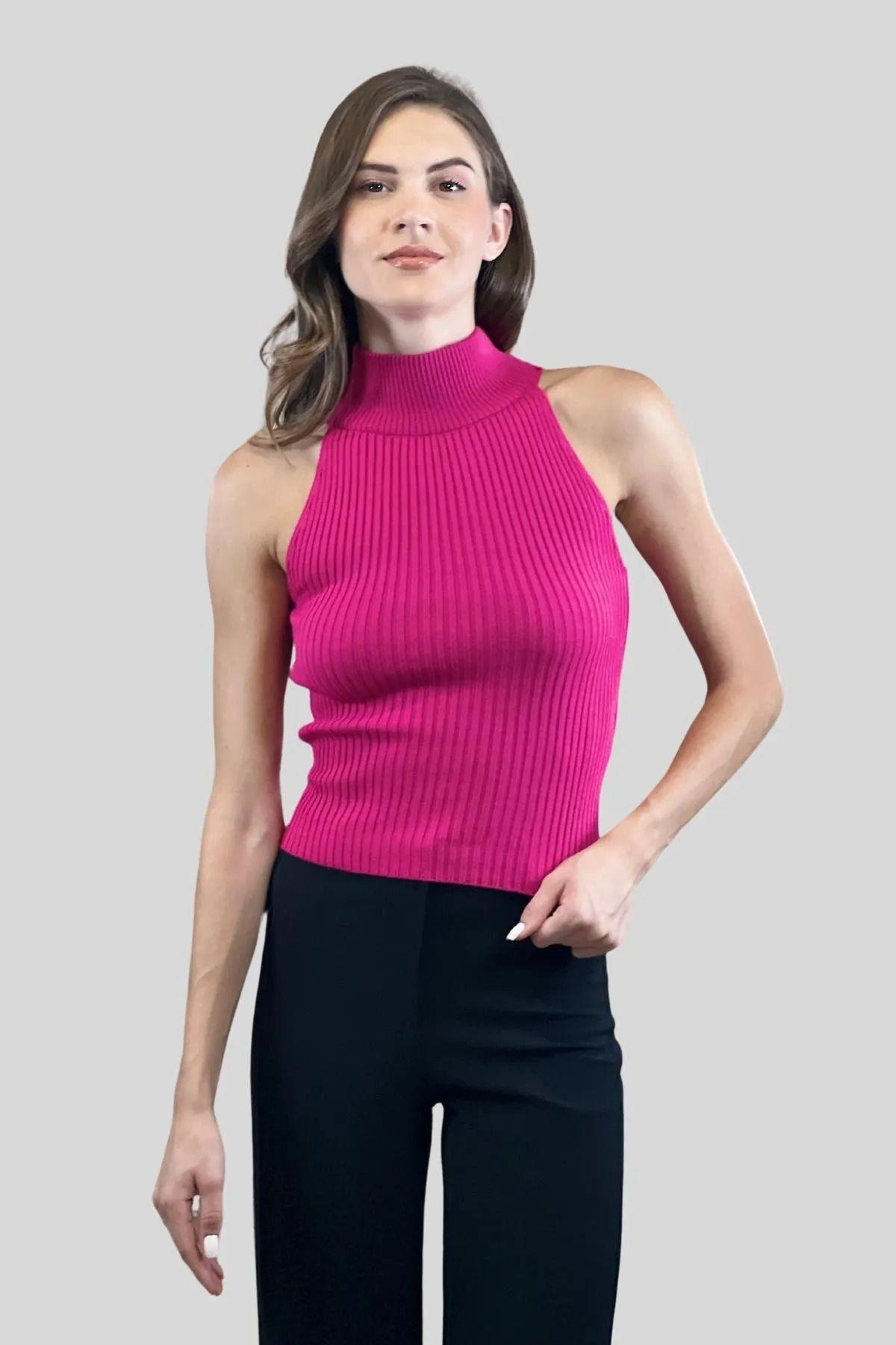 Kadın 2 Li Boğazlı Balıkçı Yaka Basic Crop Triko Kazak-32911-12LİKS-SM