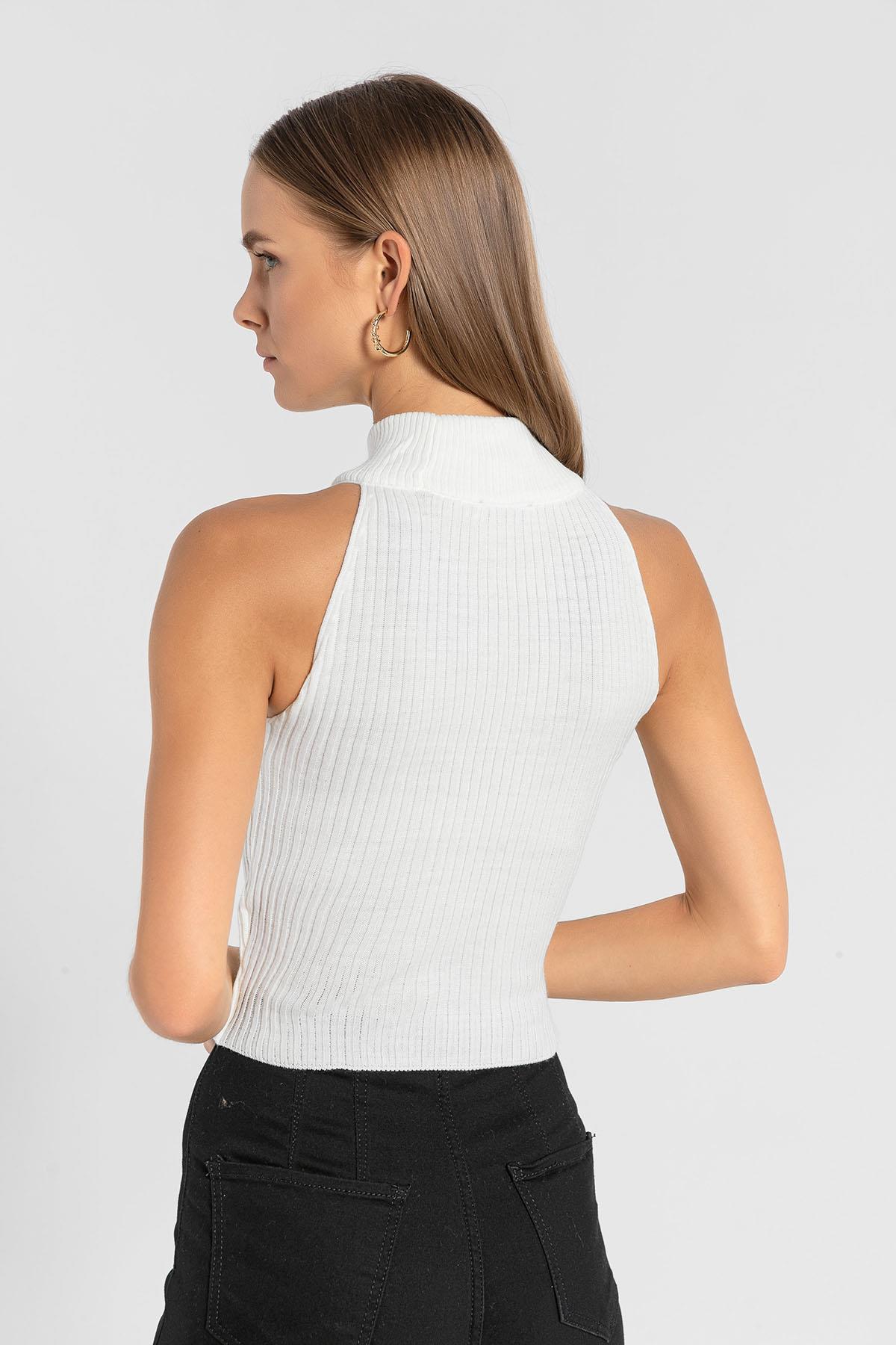 Kadın 2'li Kolsuz Fitilli Triko Kazak-329112Lİ-SM