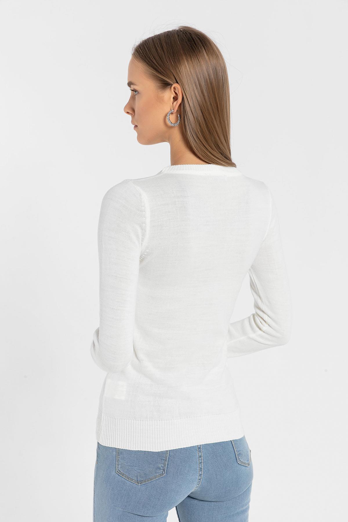 Kadın 2li V Yaka Triko Kazak-328062Lİ-SM