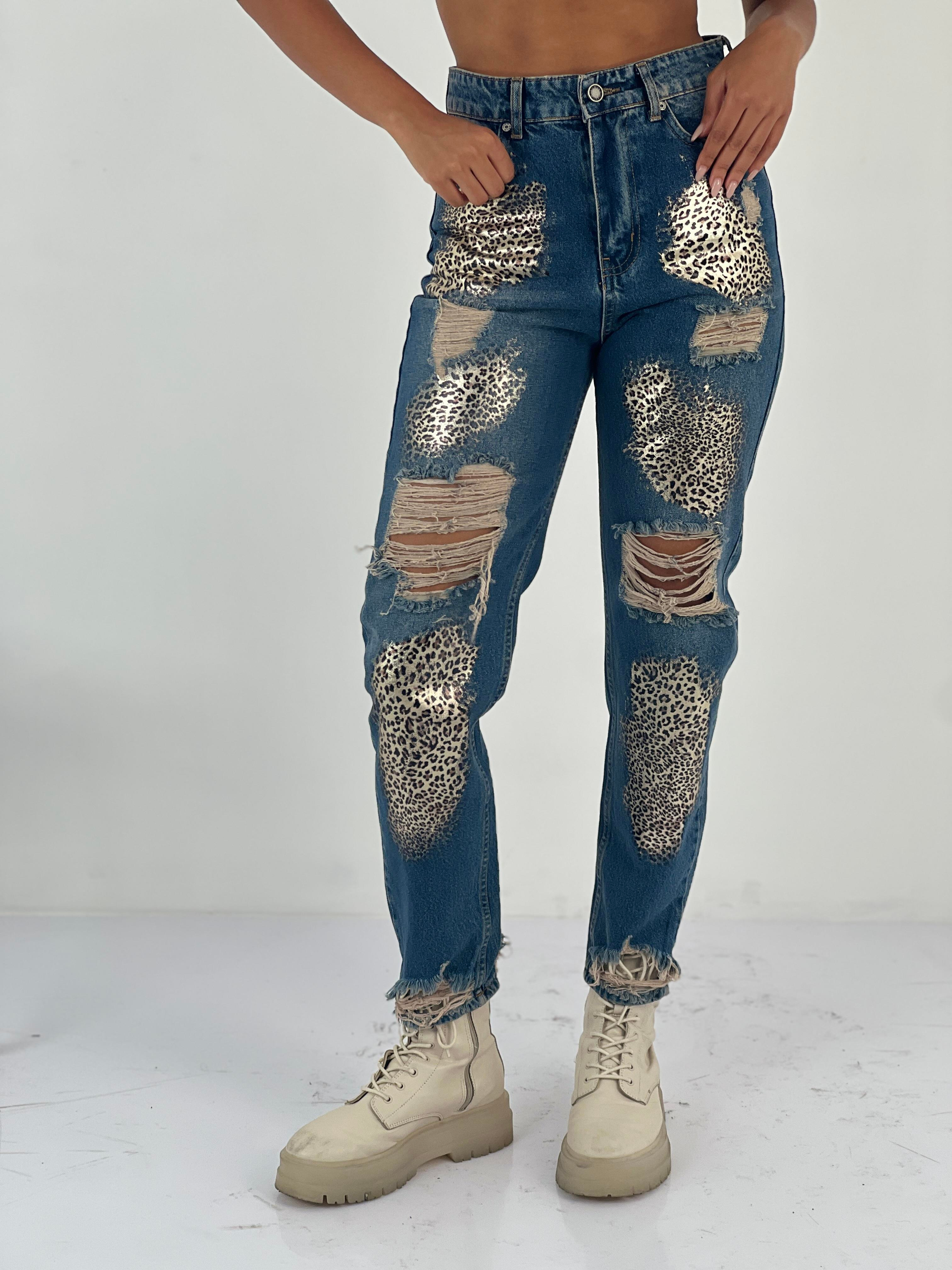 Kadın Aksesuar Detaylı Yüksek Bel Mom Jean Pantolon-72738-76