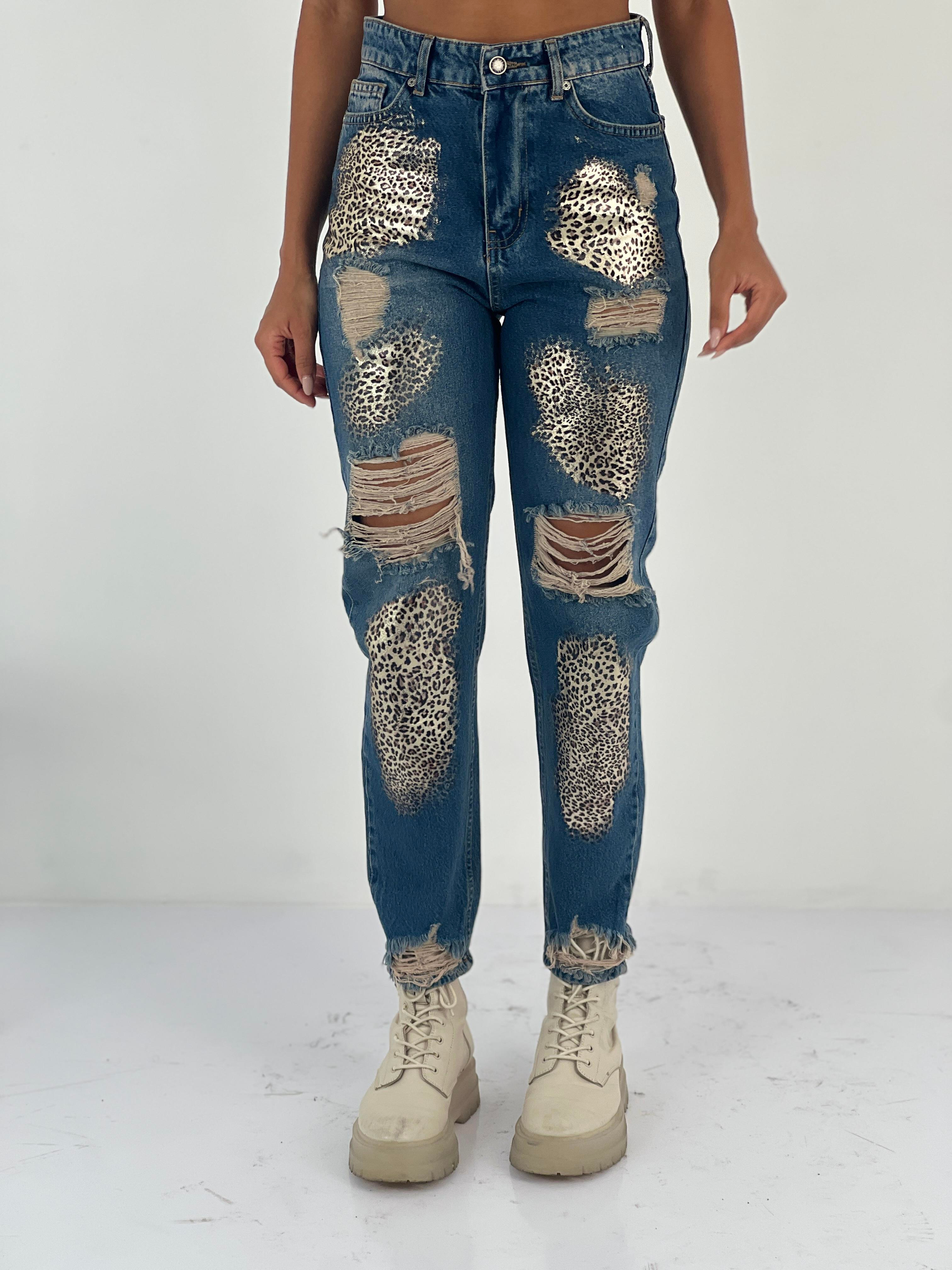 Kadın Aksesuar Detaylı Yüksek Bel Mom Jean Pantolon-72738-76