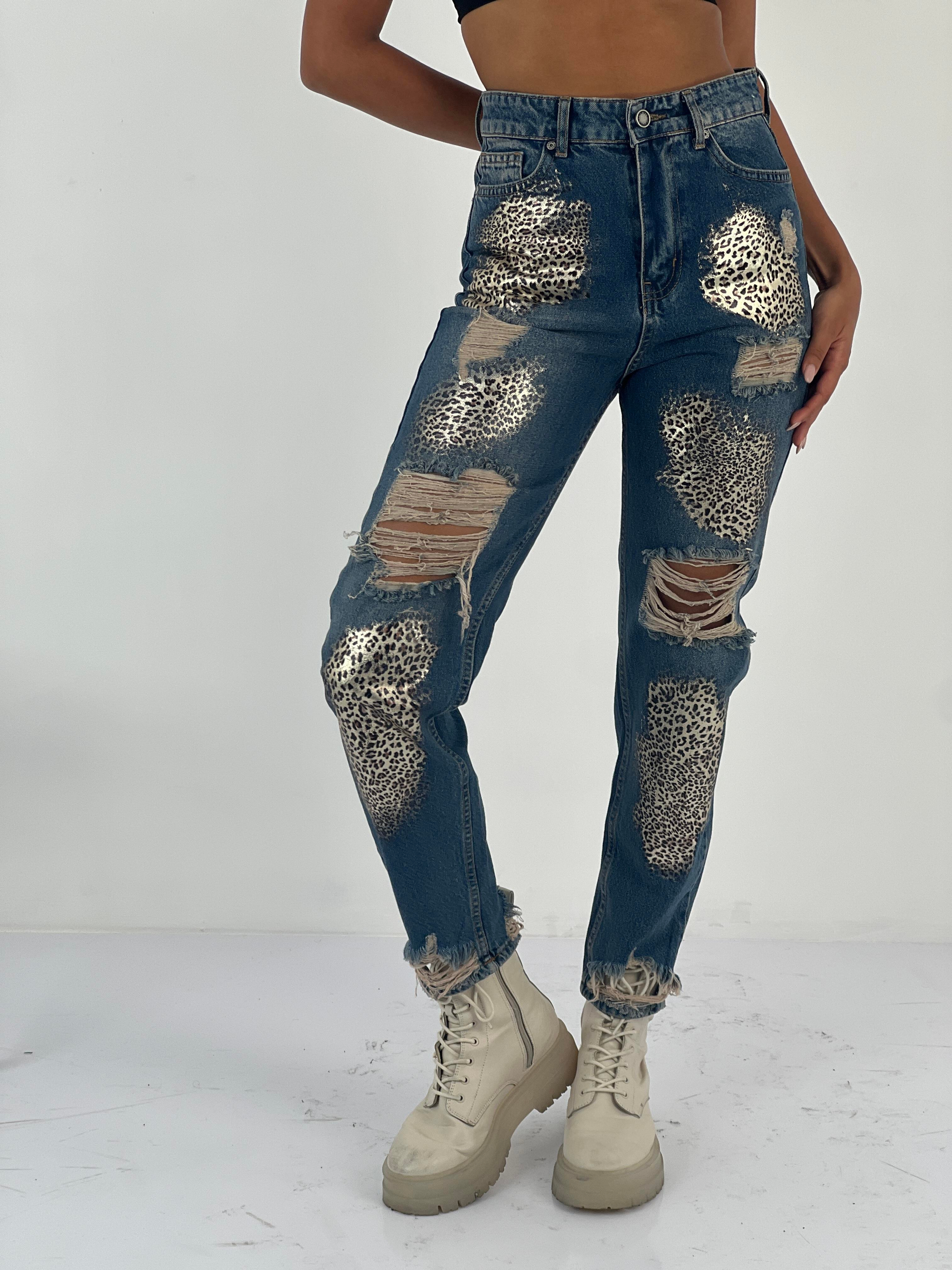 Kadın Aksesuar Detaylı Yüksek Bel Mom Jean Pantolon-72738-76