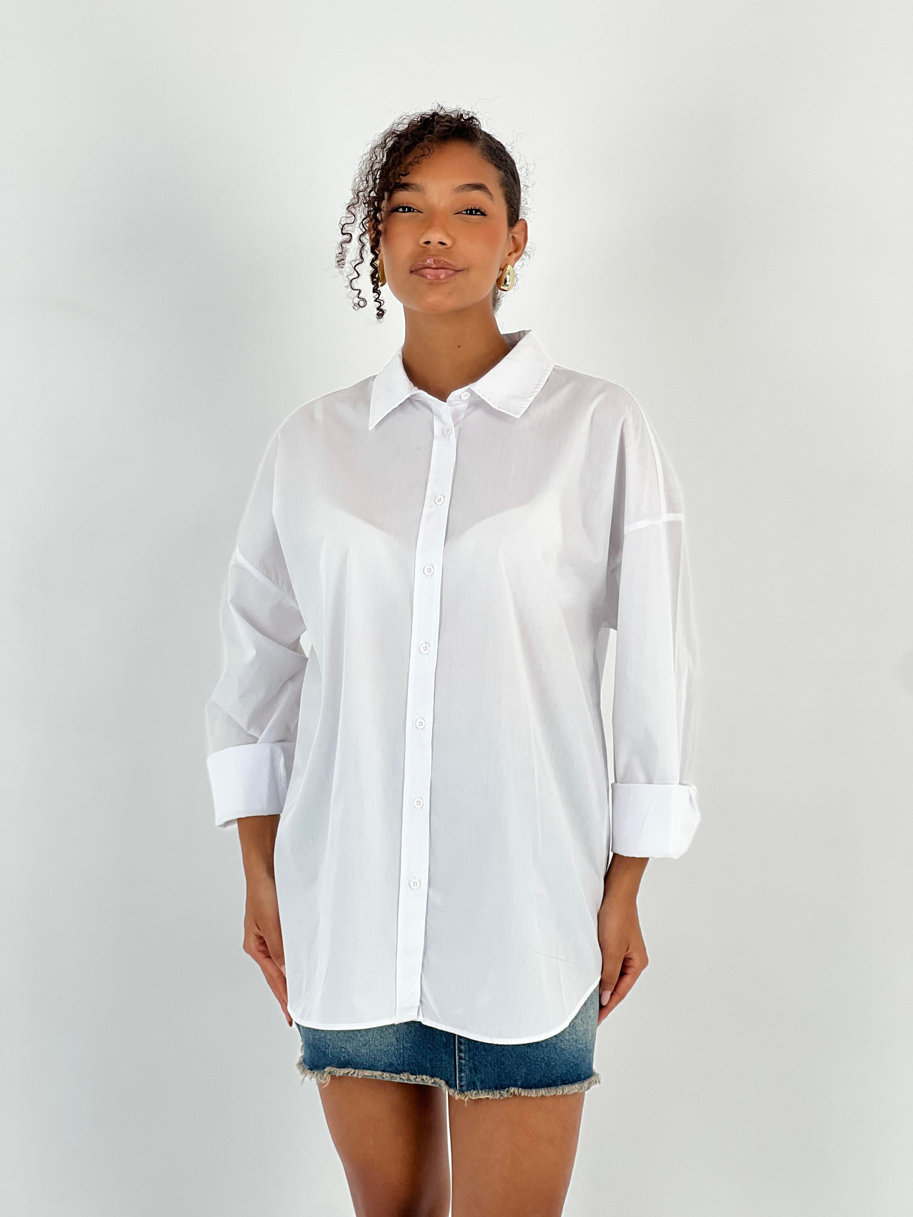 Kadın Sırt Leopar Desenli Beyaz Gömlek-27316-X35