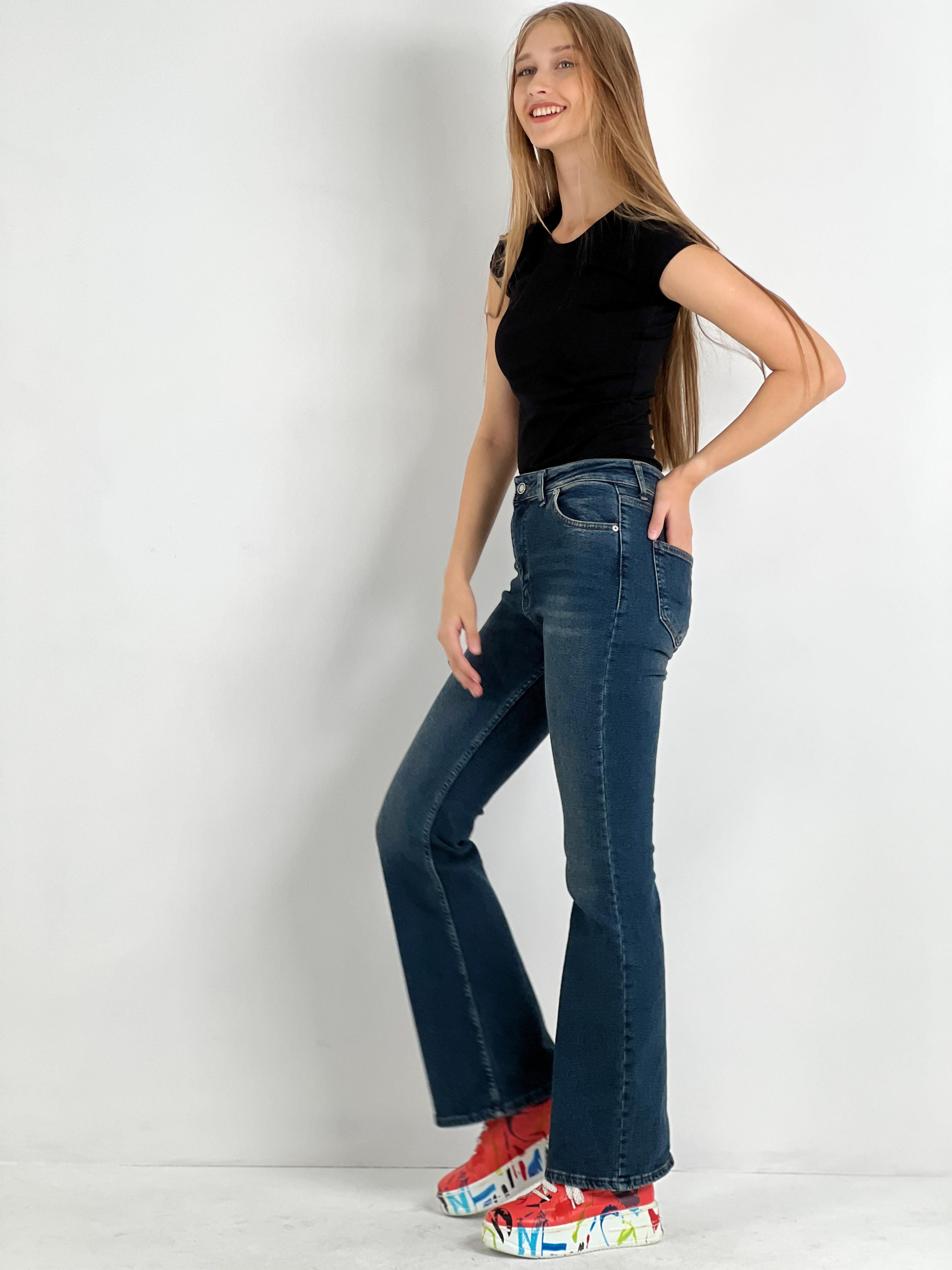 Kadın Tint Yıkamalı İspanyol Paça Jean-72817TNT