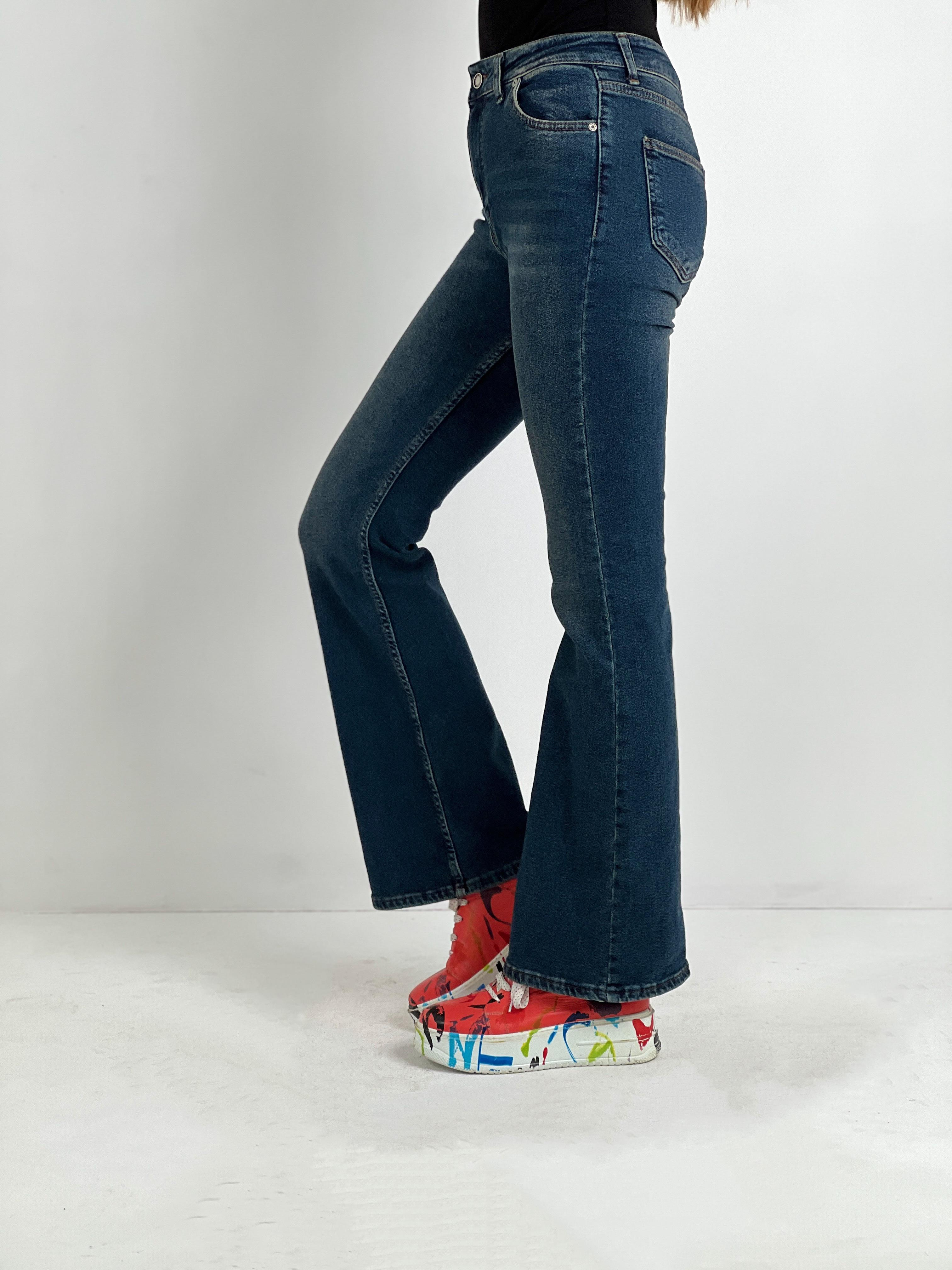 Kadın Tint Yıkamalı İspanyol Paça Jean-72817TNT