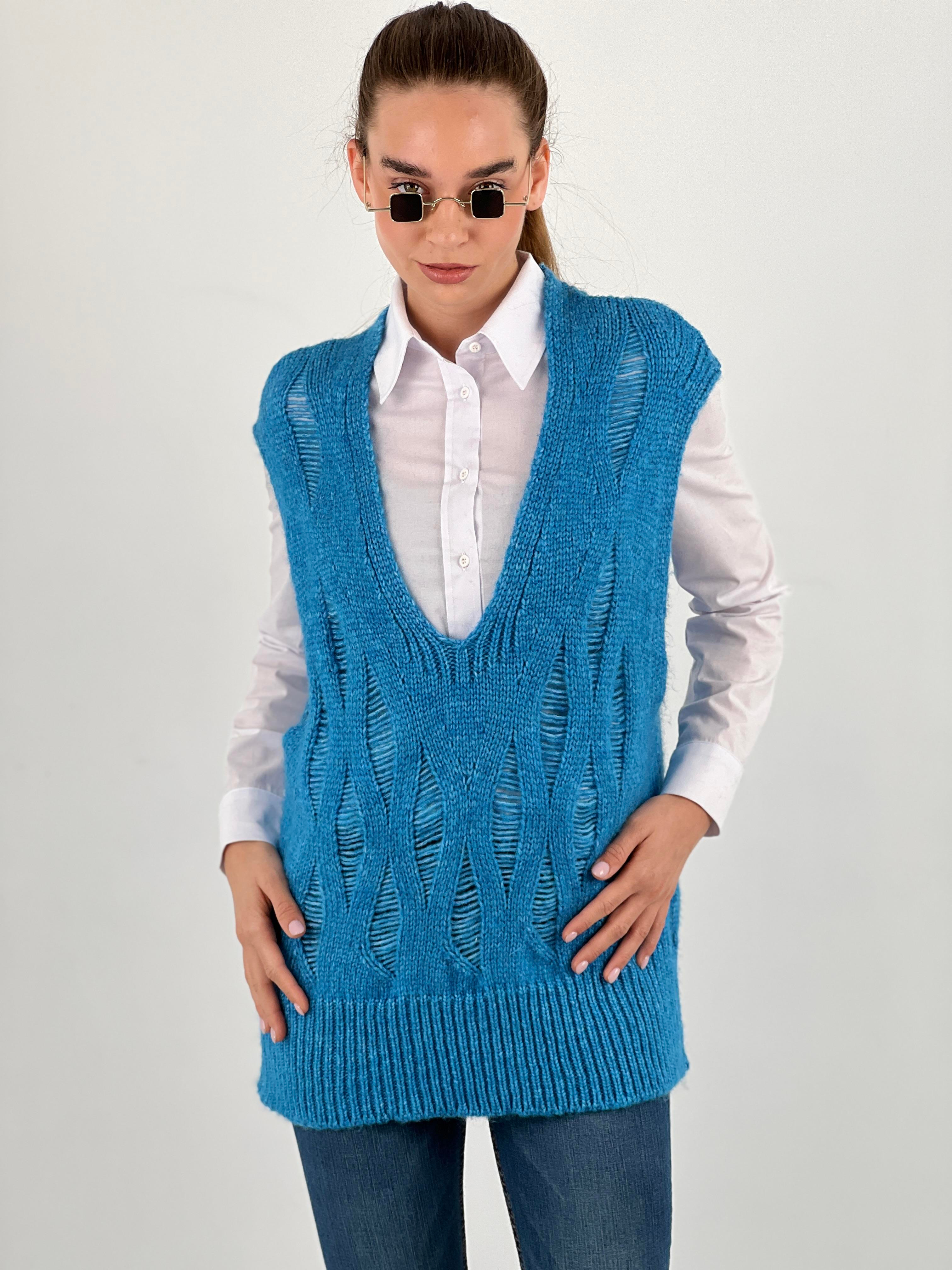 Kadın V Yaka Triko Süveter-32941